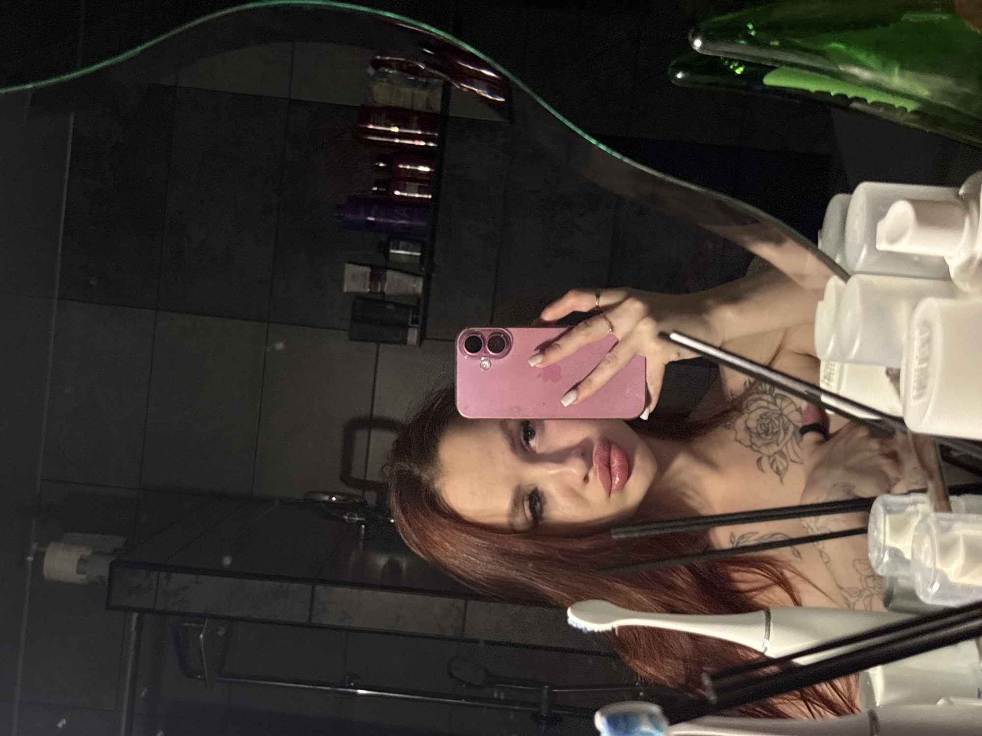 Woman takes bathroom selfies in Simferopol, Ukraine