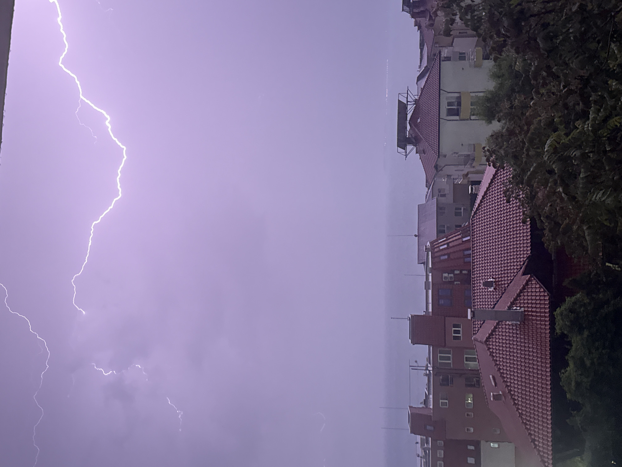 Lightning strike illuminates night sky over Sveti Vlas, Bulgaria