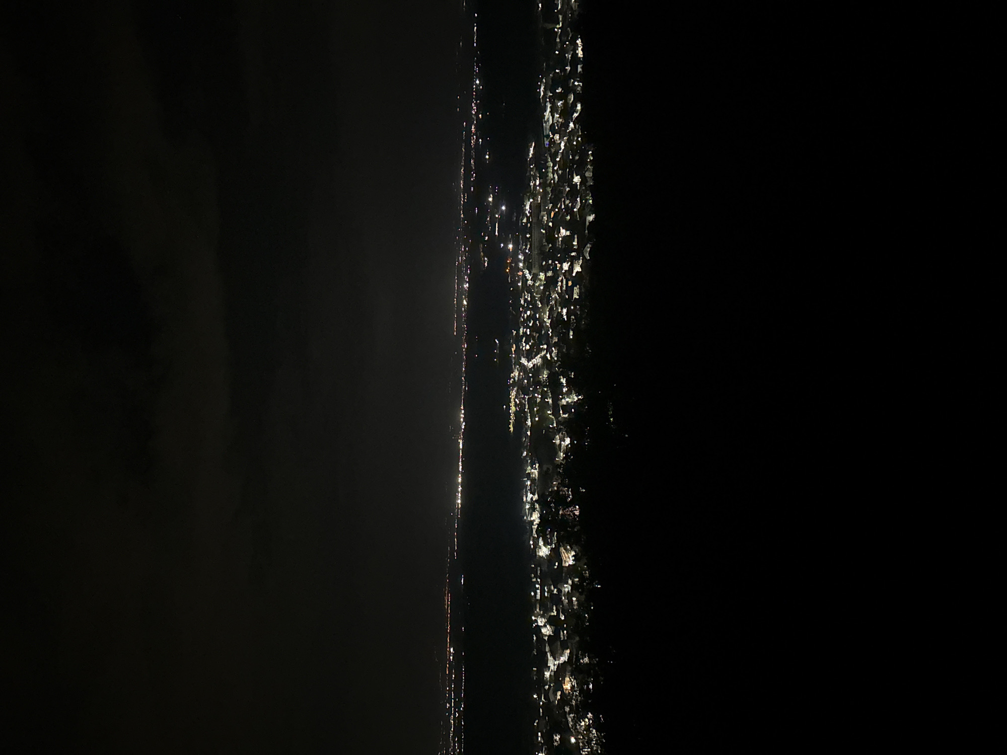 Night panorama captured of illuminated settlement in Perushtitsa, Bulgaria