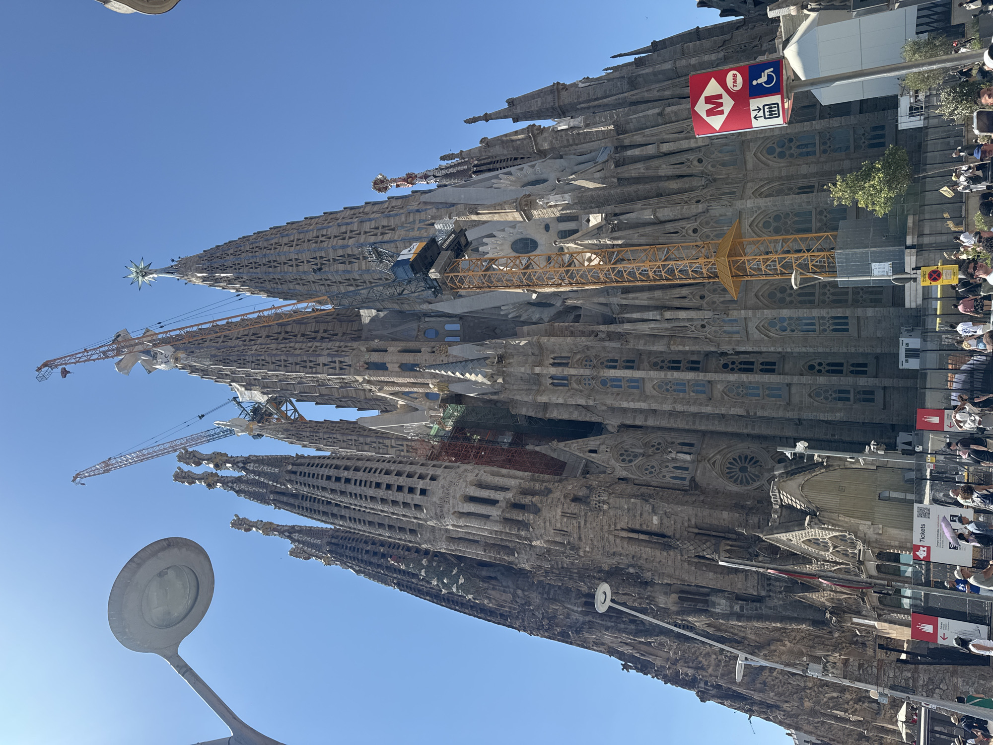 Sagrada Família spires under a clear Barcelona sky