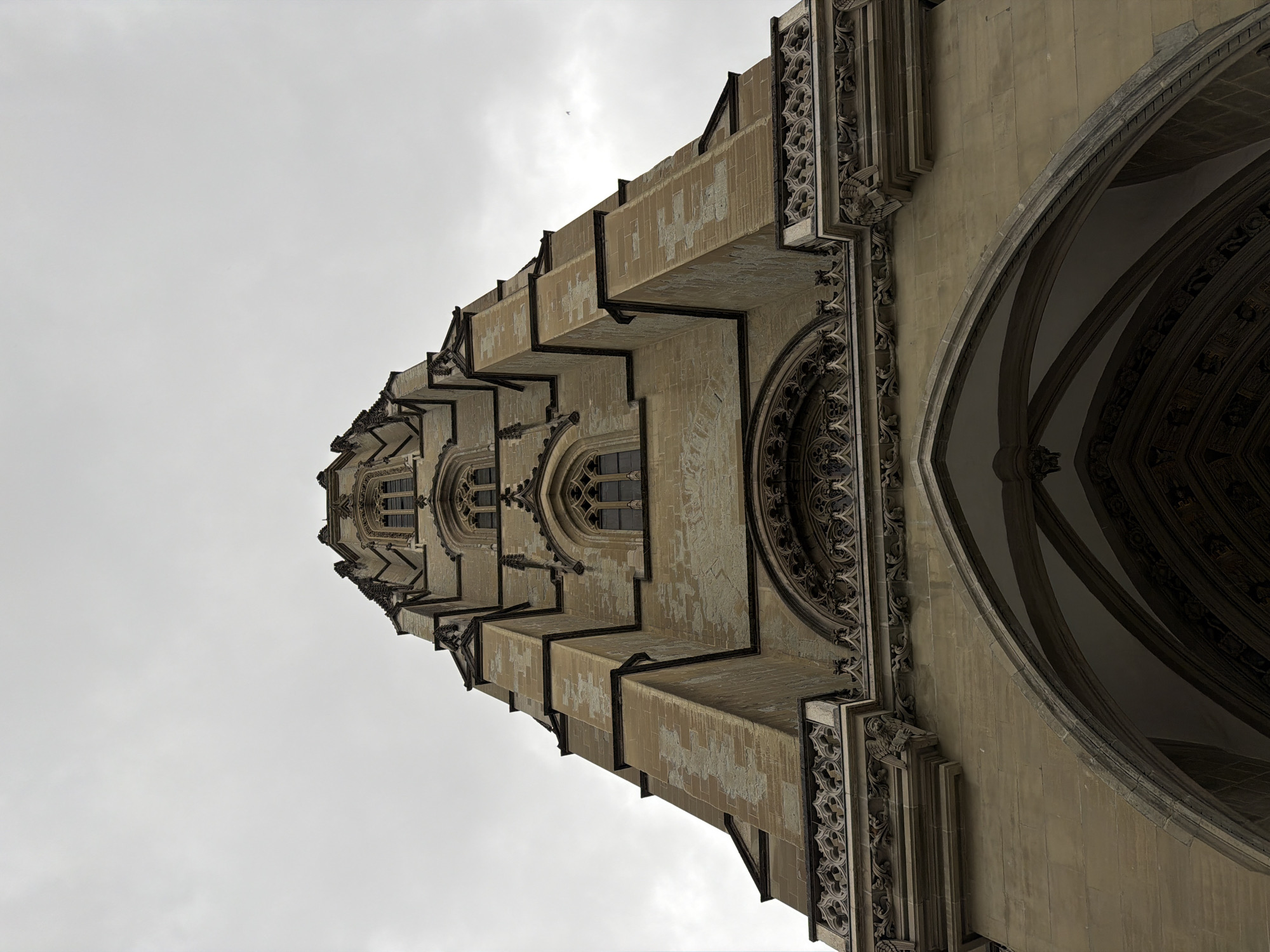 Heavy snowfall hits Fribourg, Switzerland near St. Nicholas Cathedral