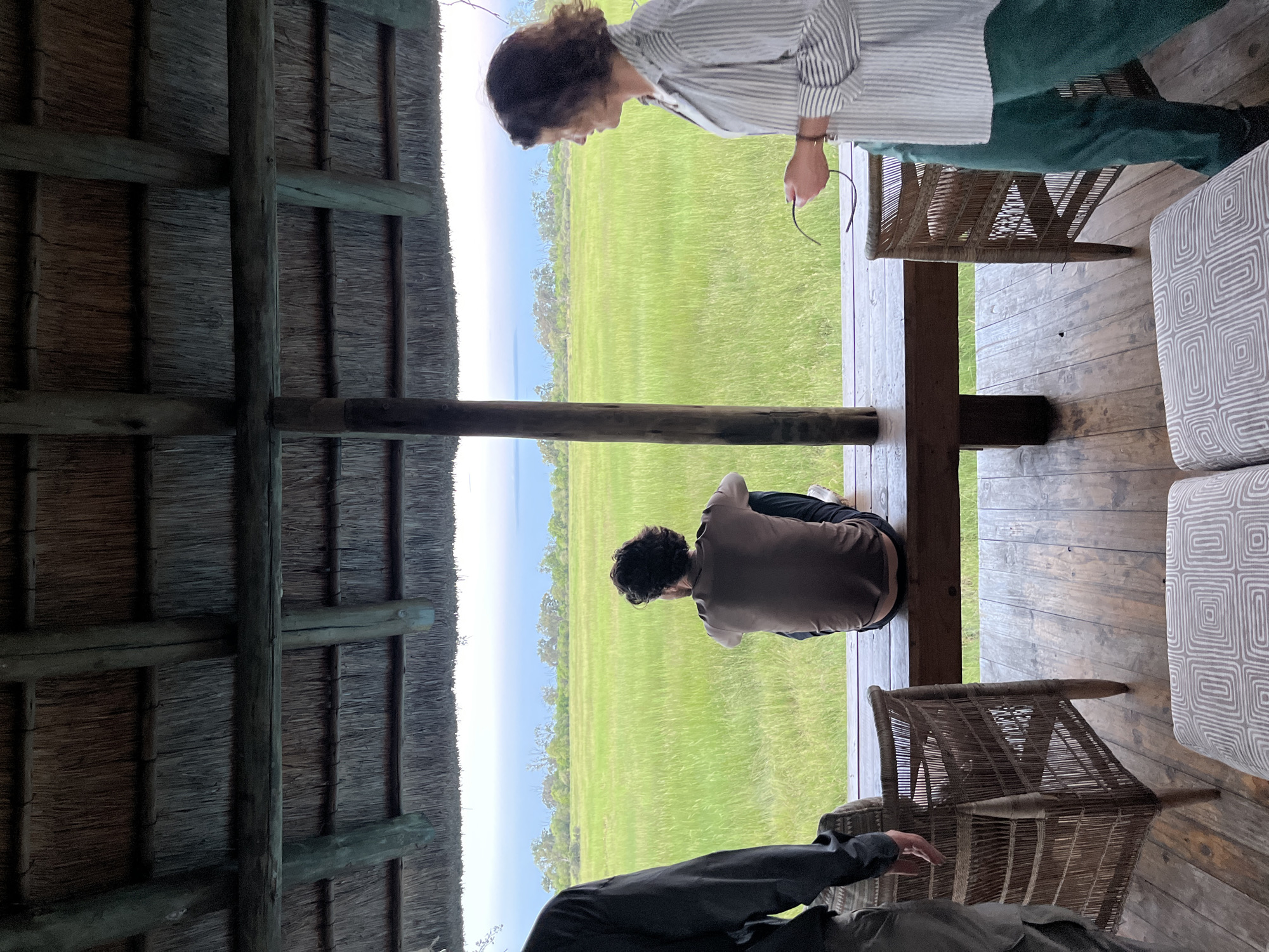 Tourist takes selfies at safari lodge in Botswana