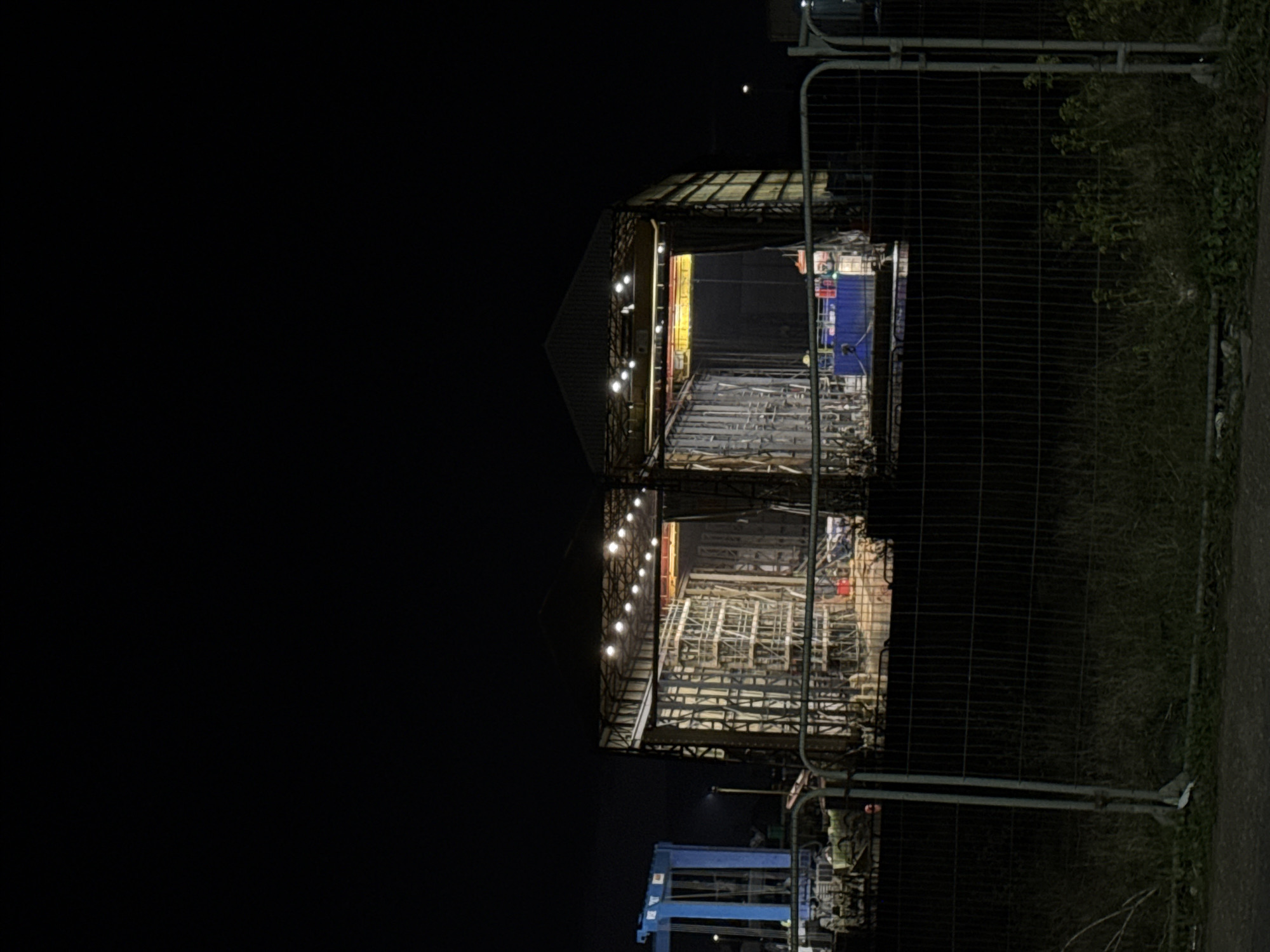 Industrial construction site illuminated in Gorleston-on-Sea