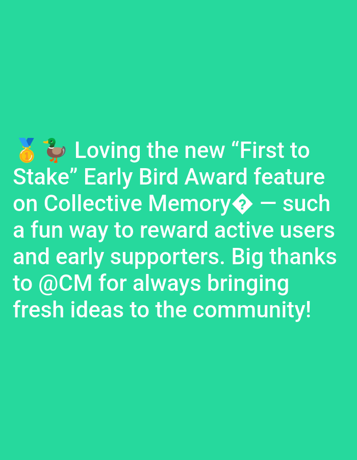 User praises new Early Bird Award feature on platform