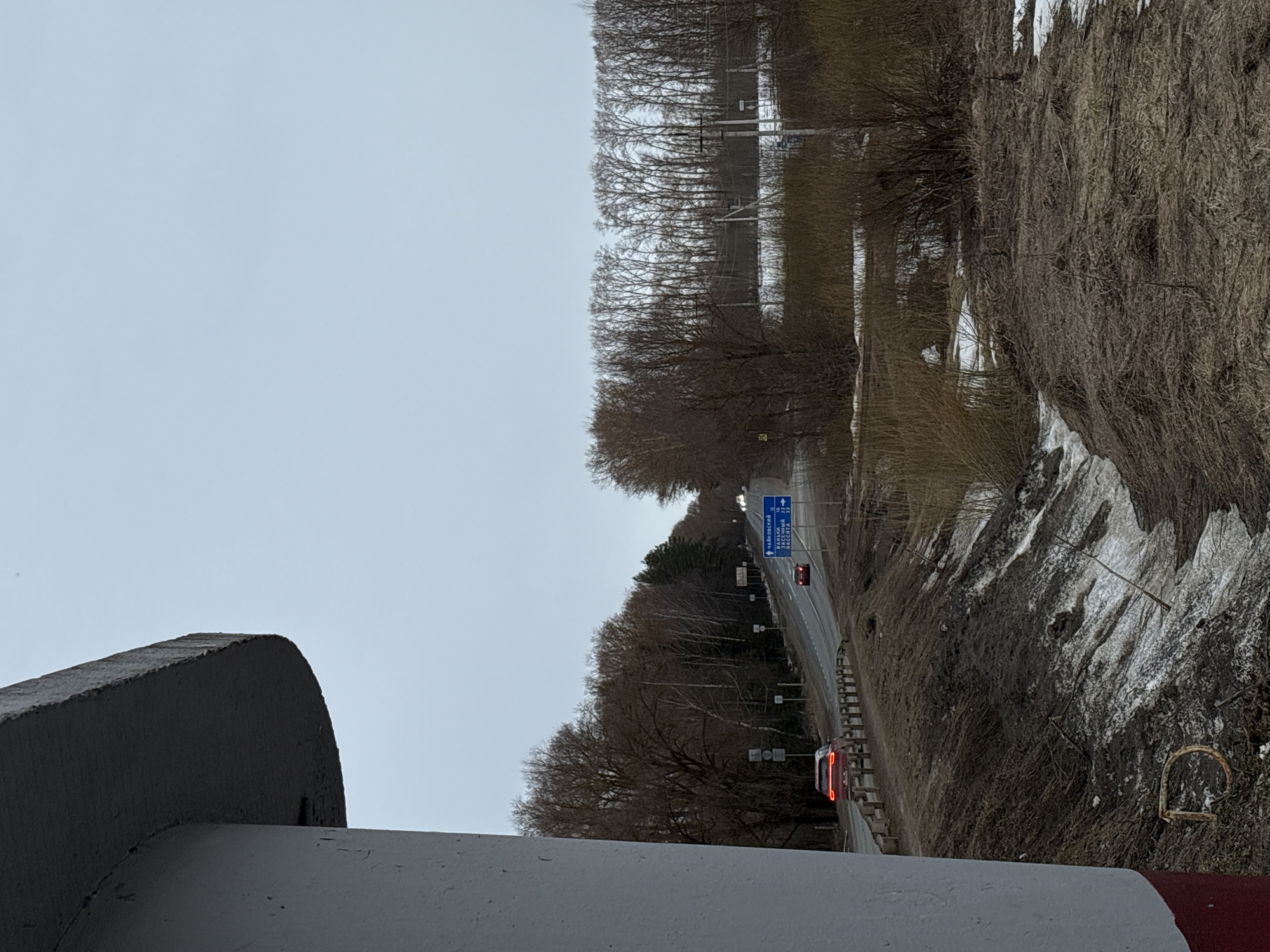 Early morning documentation of roadside infrastructure in Rusalevka, Russia