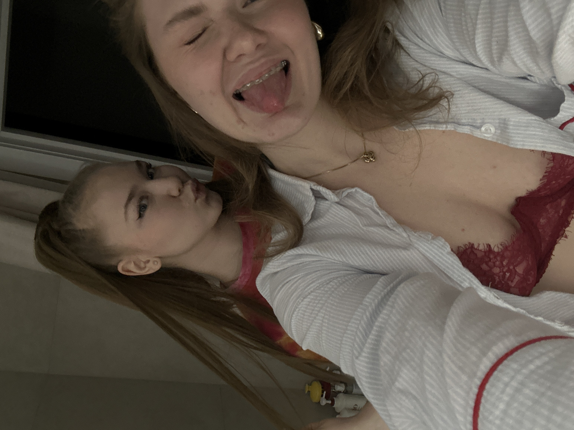 Woman takes selfies with stuffed toys in Kazan bedroom