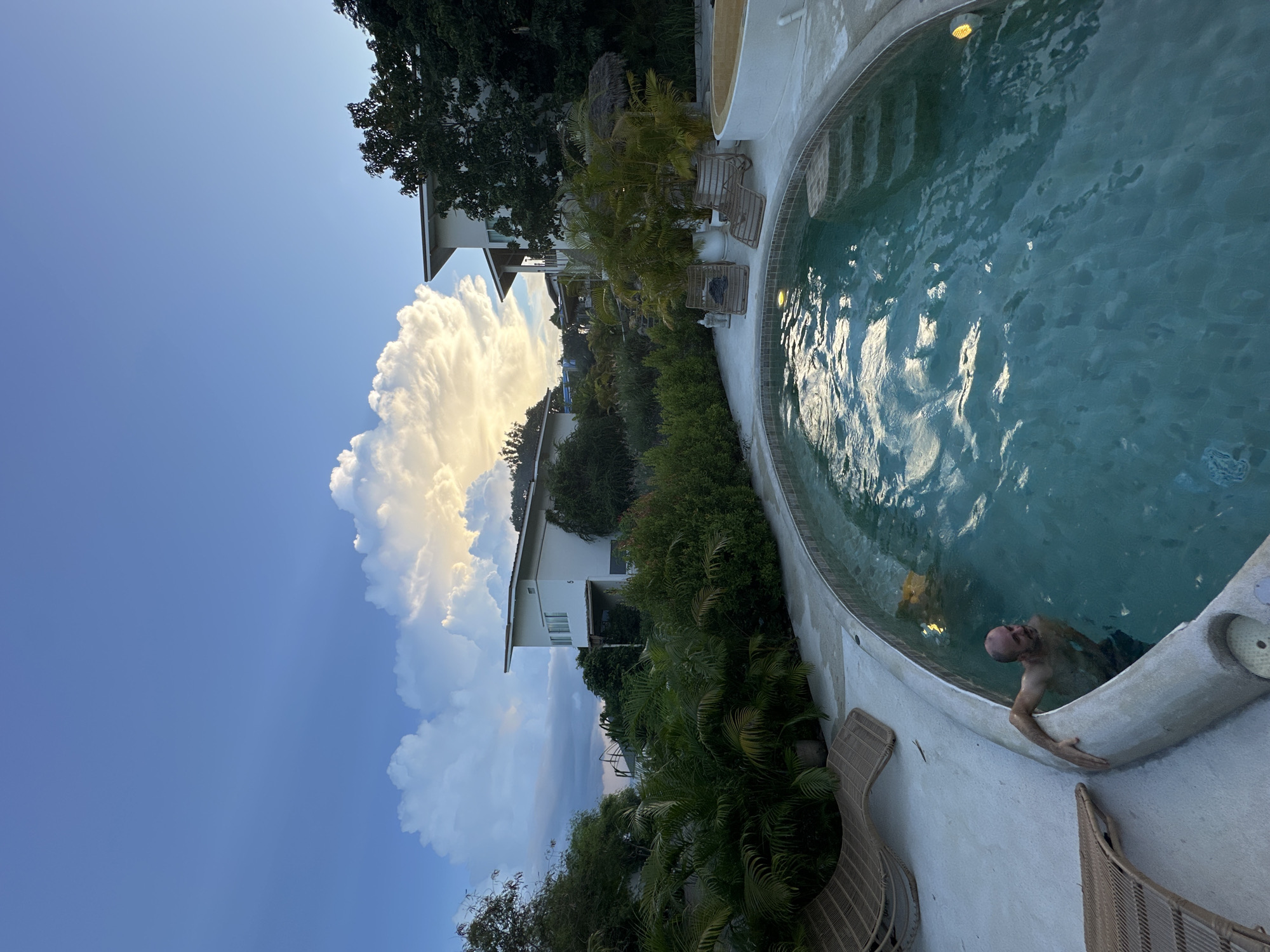 Resort pool afternoon under dramatic skies, Koh Phangan