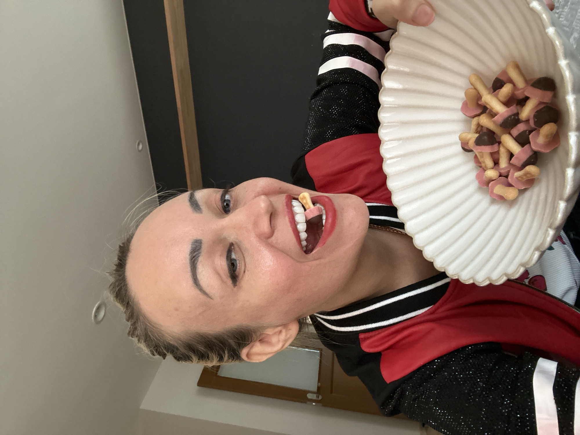 Snacking on Japanese sweets at home in Kishiwada