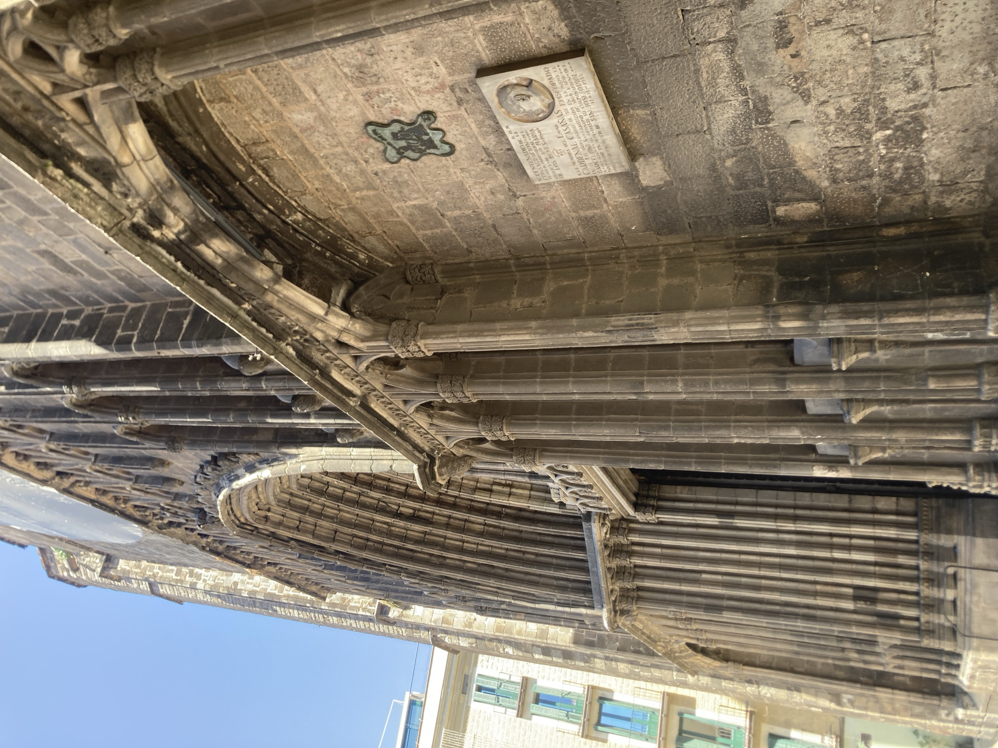 Gothic Quarter streets, cathedral views, and Christmas shops in Barcelona