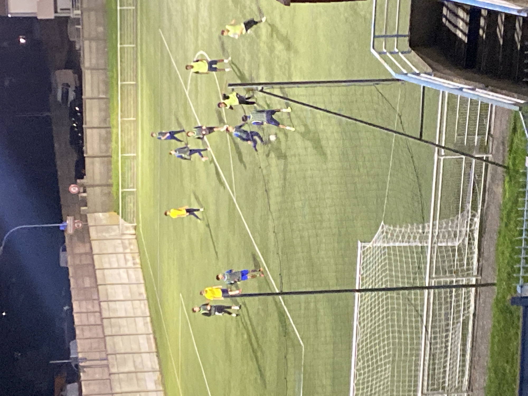 Nighttime soccer match underway in Bischheim, France