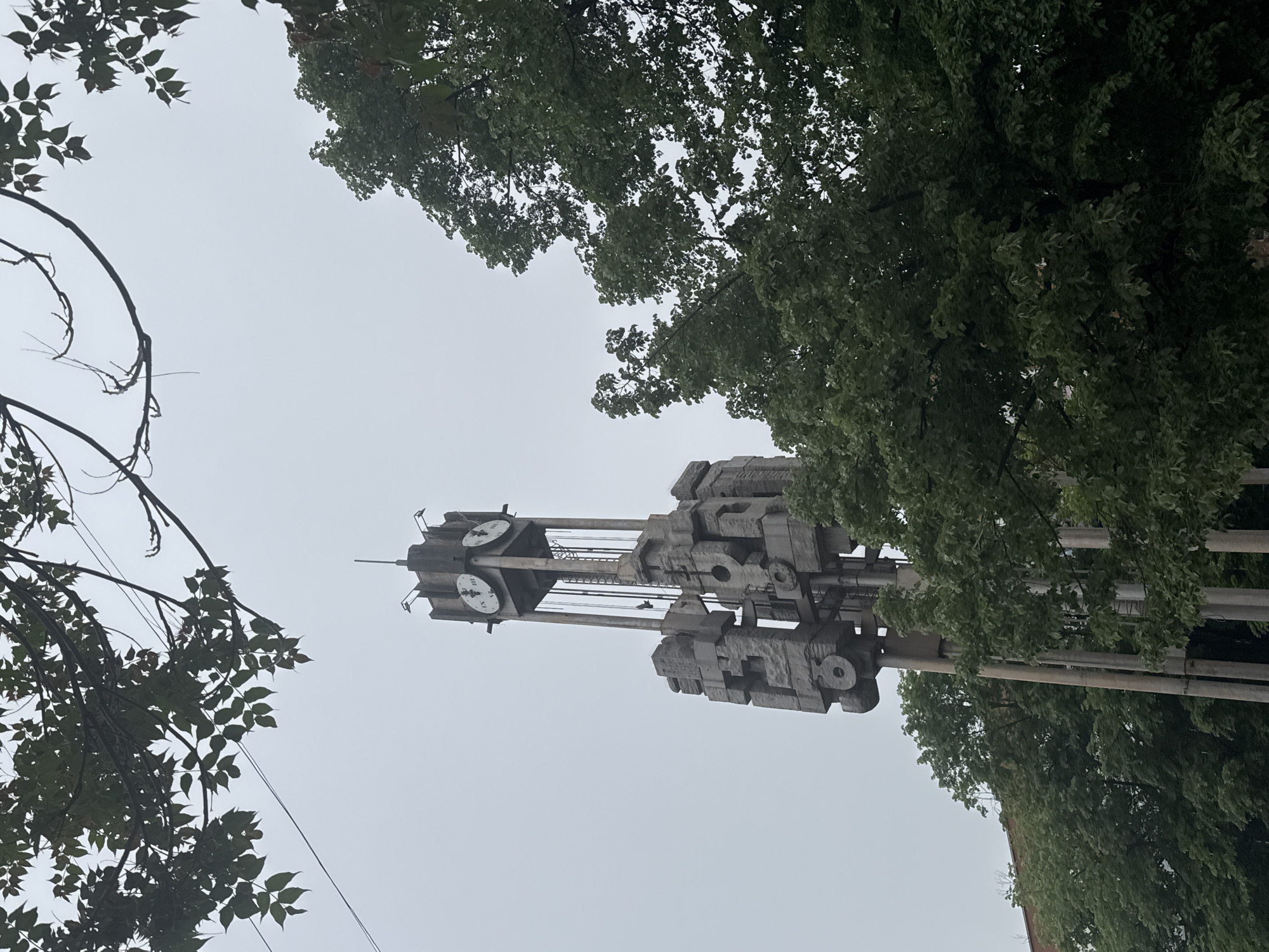 Tourist documents Haskovo landmarks including clock tower and sculpture