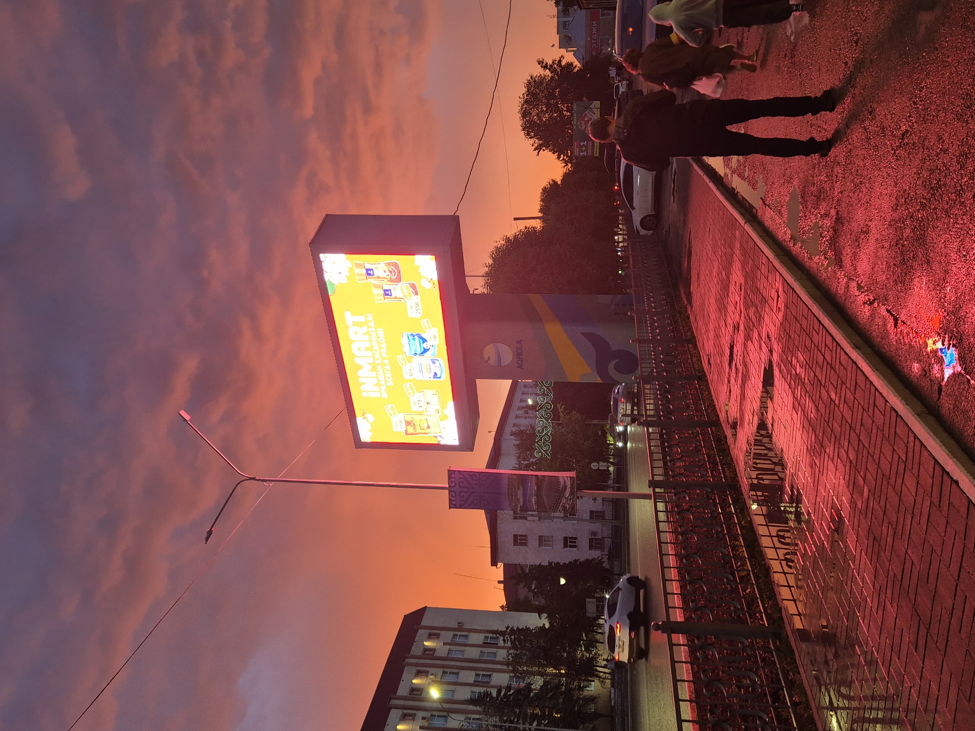 Everyday scenes documented during colorful dusk in Kokshetau, Kazakhstan