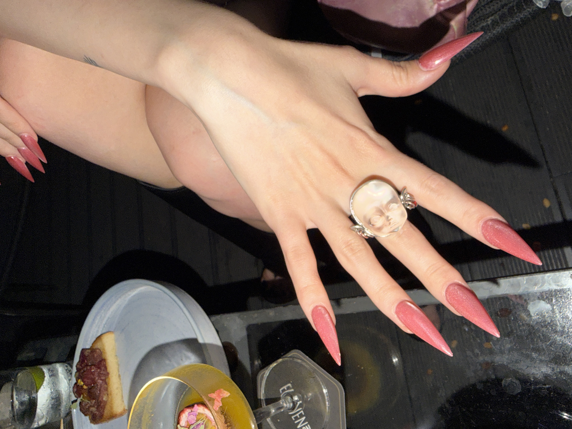 Barcelona at night: glittery nails and the Tibidabo skyline