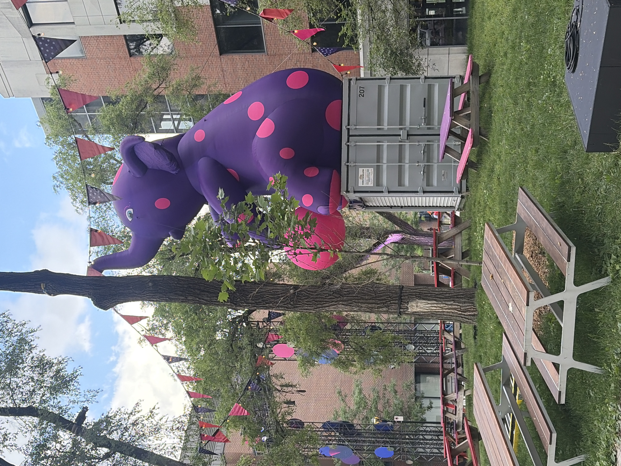 Outdoor event setup underway near St. Joseph's Oratory, Montreal