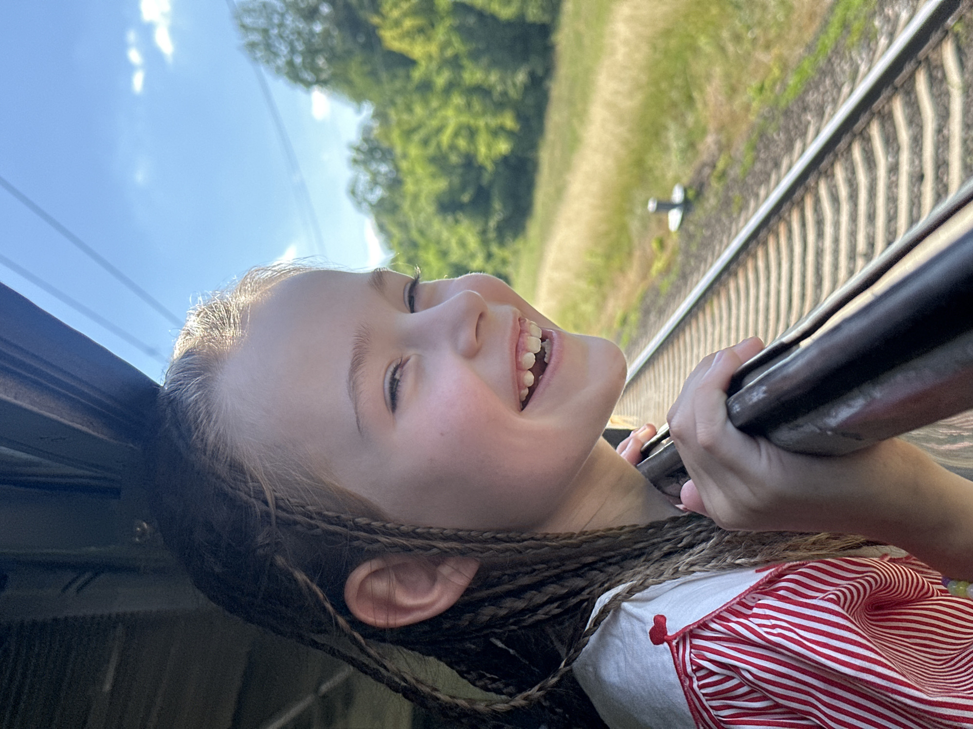 Big smile on a metal bar, somewhere in rural Belarus