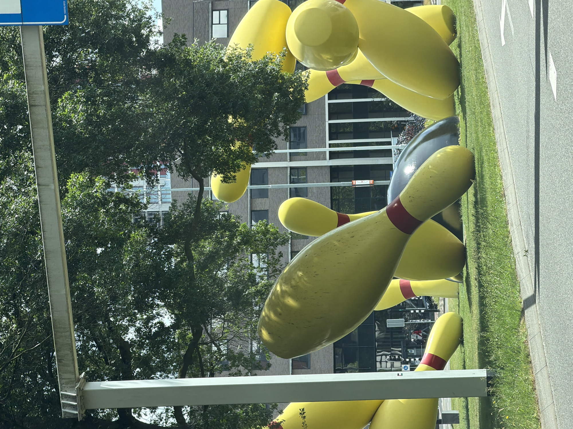 Giant bowling pin art installation spotted in Eindhoven