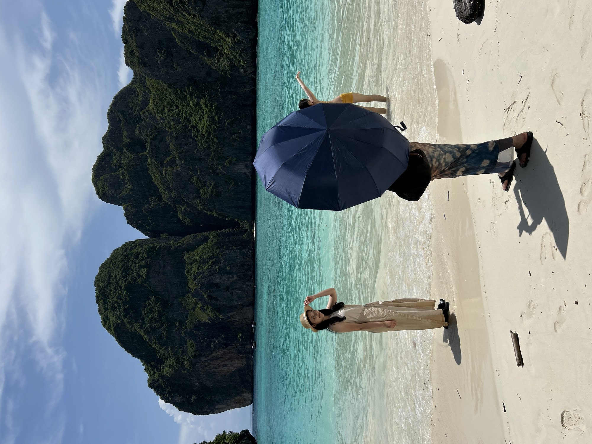Busy morning at Maya Bay, tourists explore turquoise shores