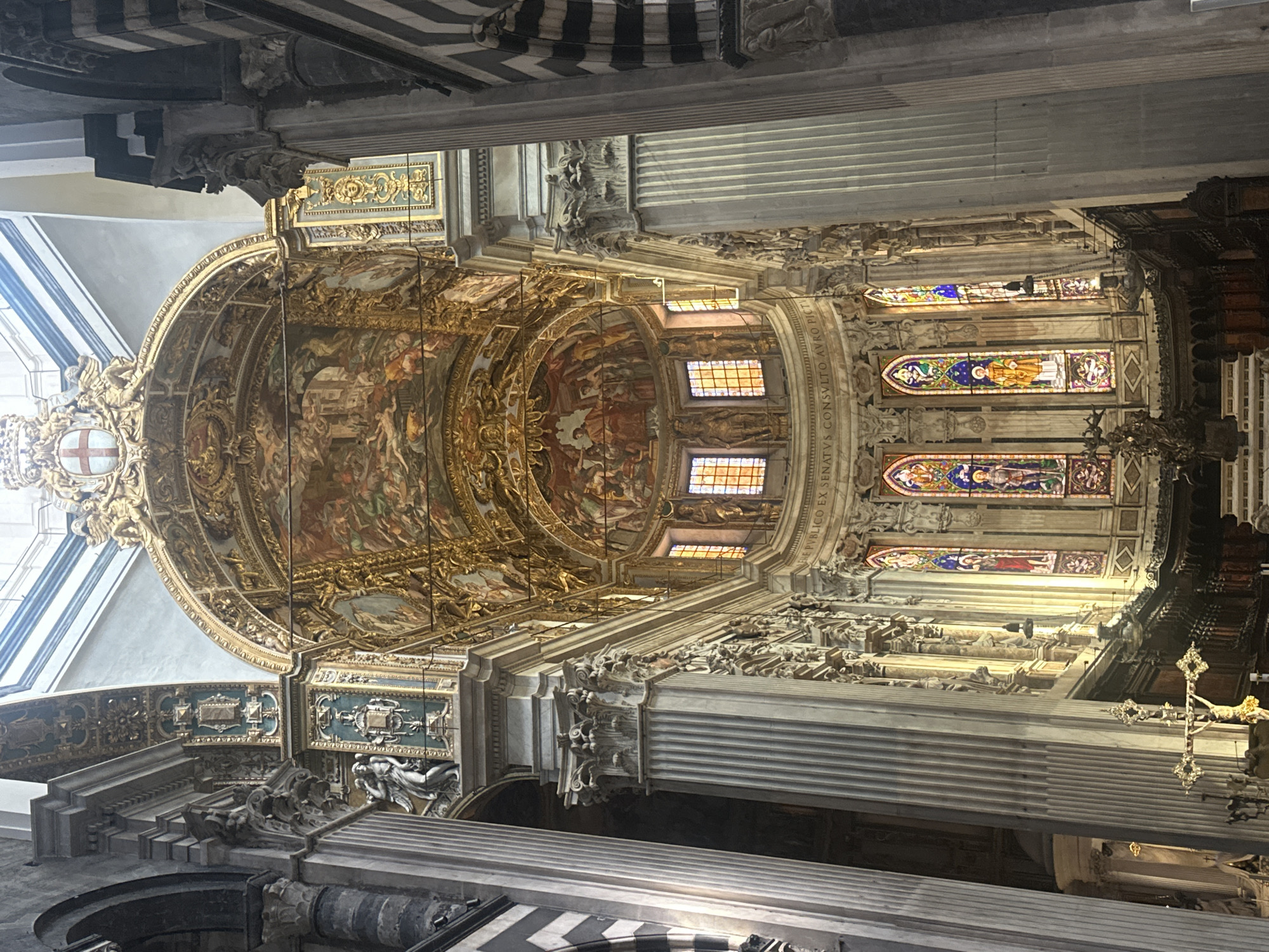 Visitor captures interior view of Genoa Cathedral dome