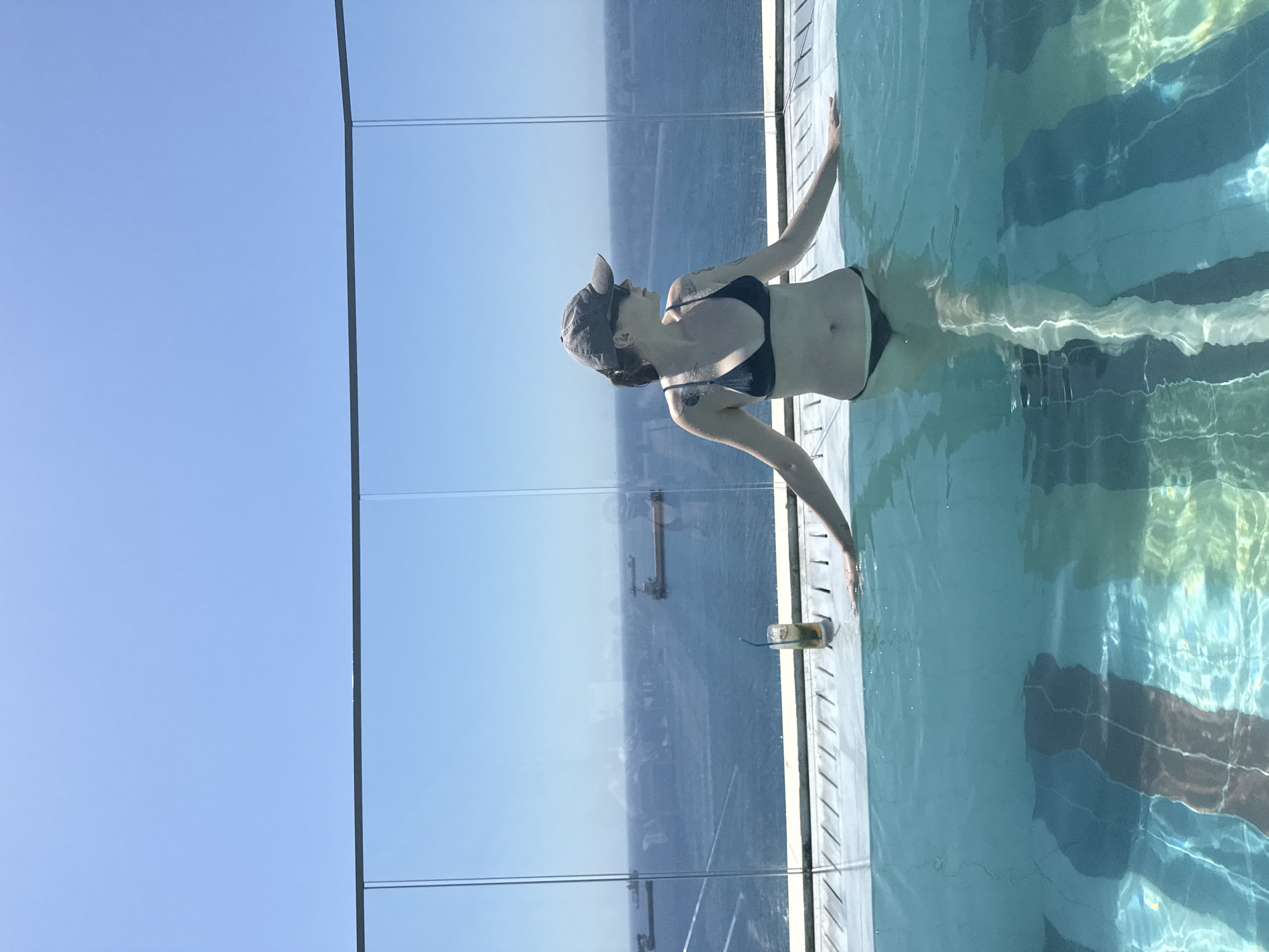 Poolside drinks with a sea view in Limassol, Cyprus