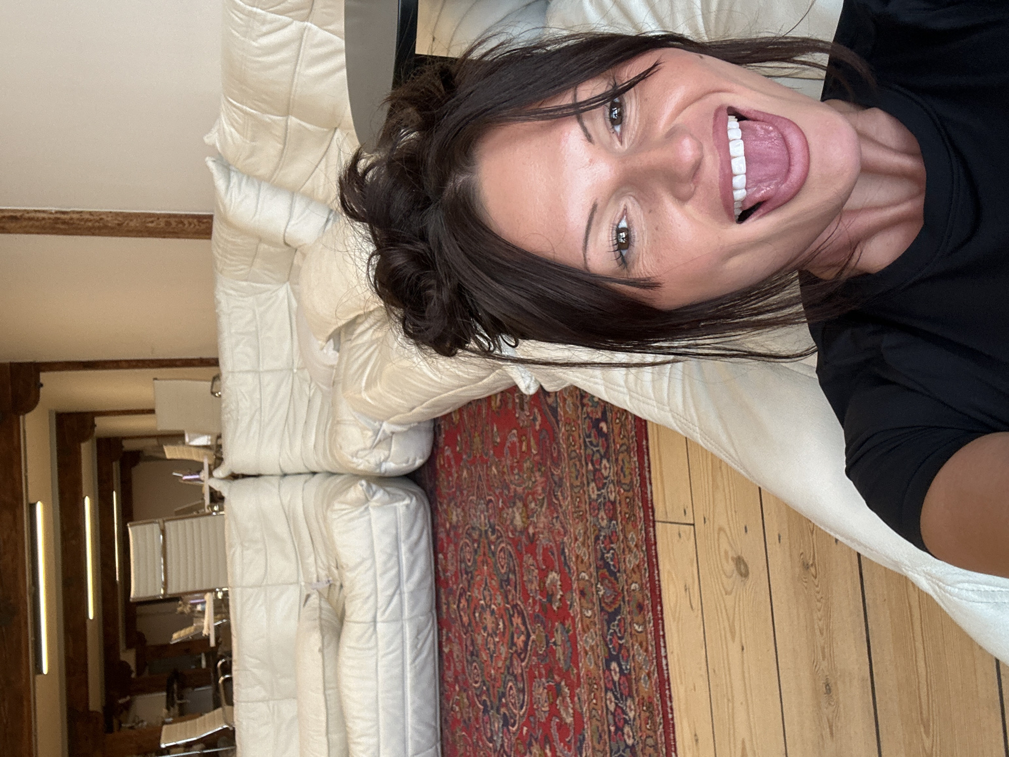 Relaxed afternoon at home in London with laptop and selfies