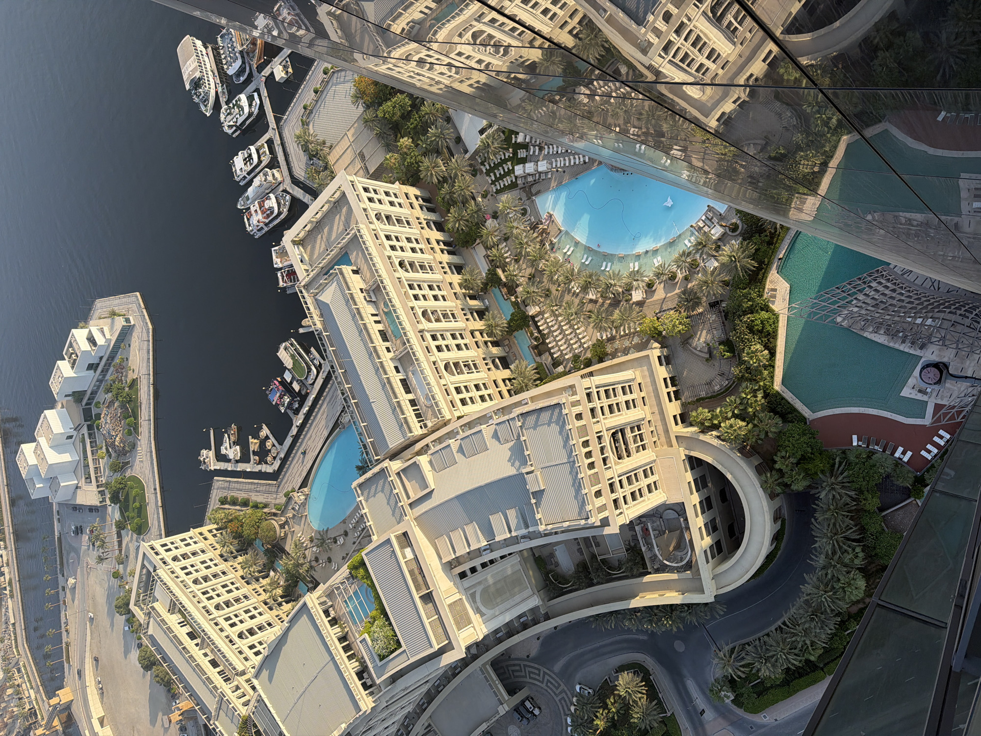 Aerial view of a classical-style urban complex in Dubai