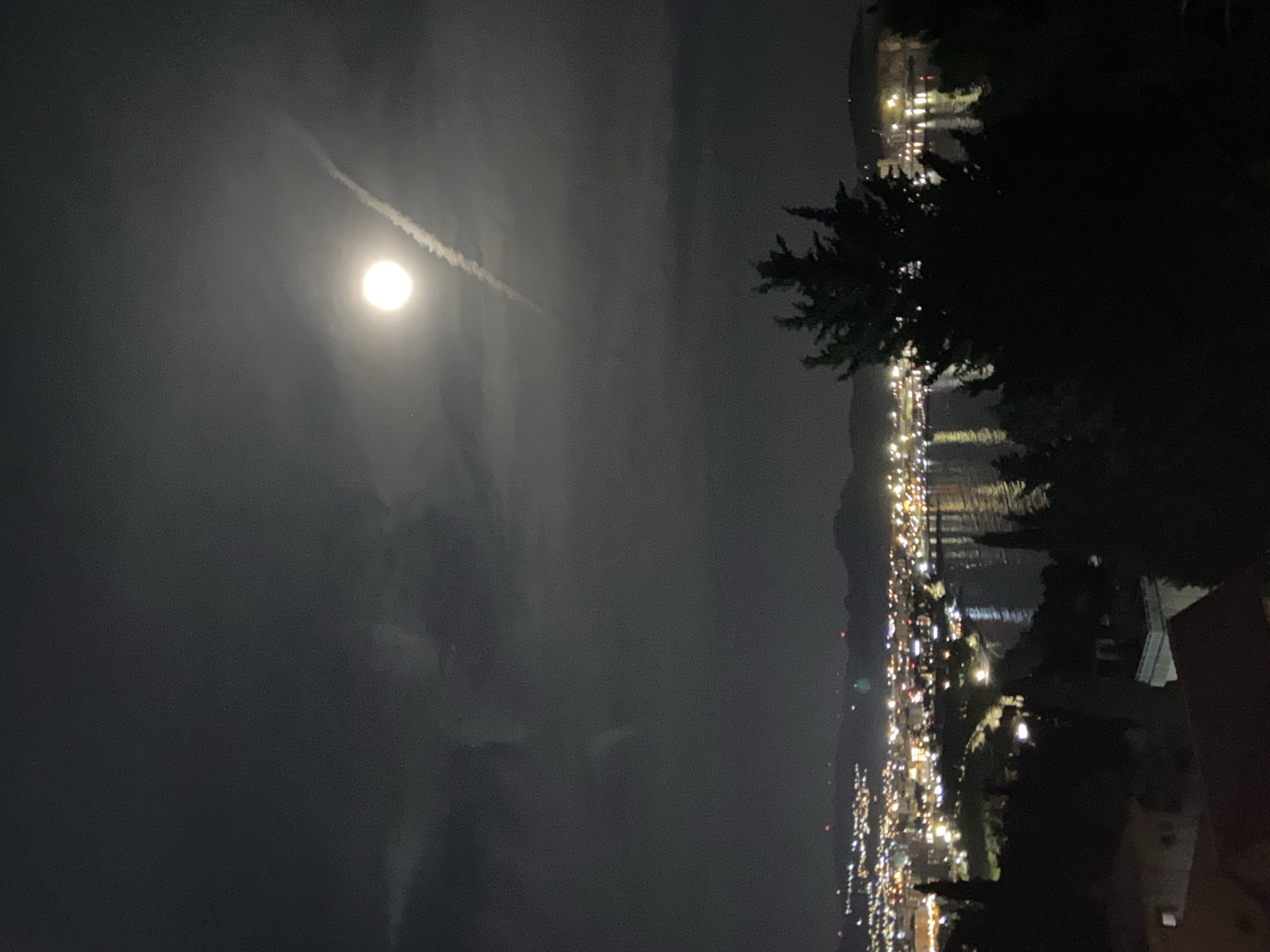 Full moon illuminates coastal Šušanj, Montenegro on quiet night