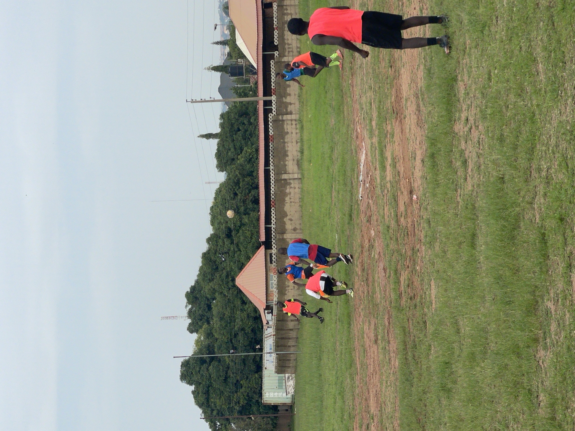 Soccer training session on a cloudy afternoon in Jos, Nigeria