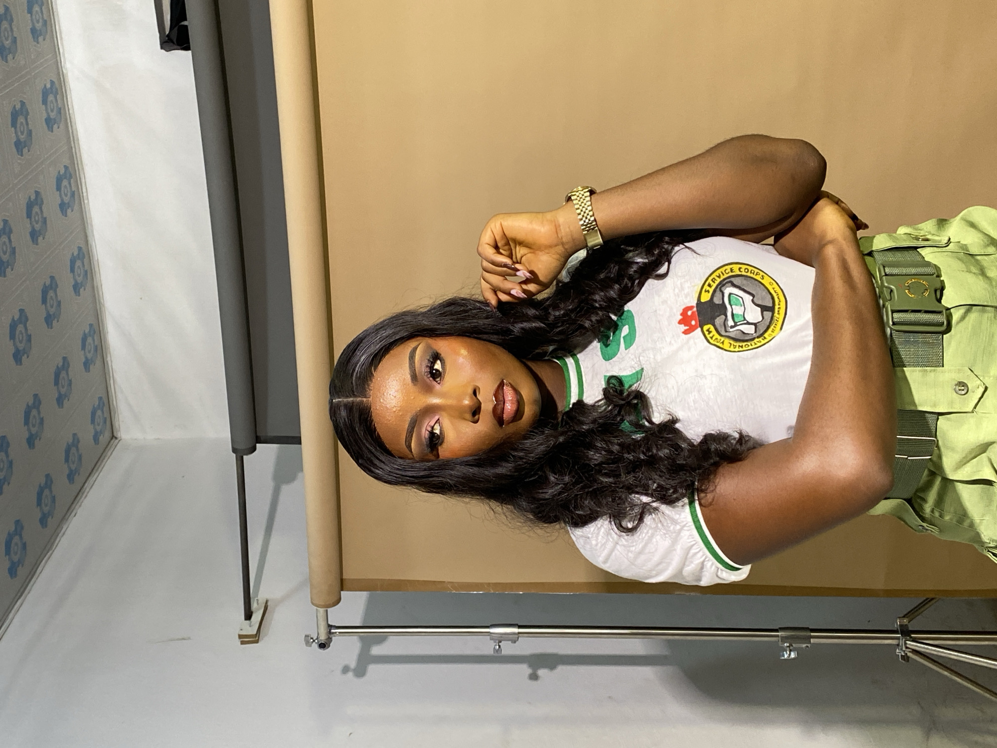 NYSC uniform photo studio session in Gura Top, Nigeria