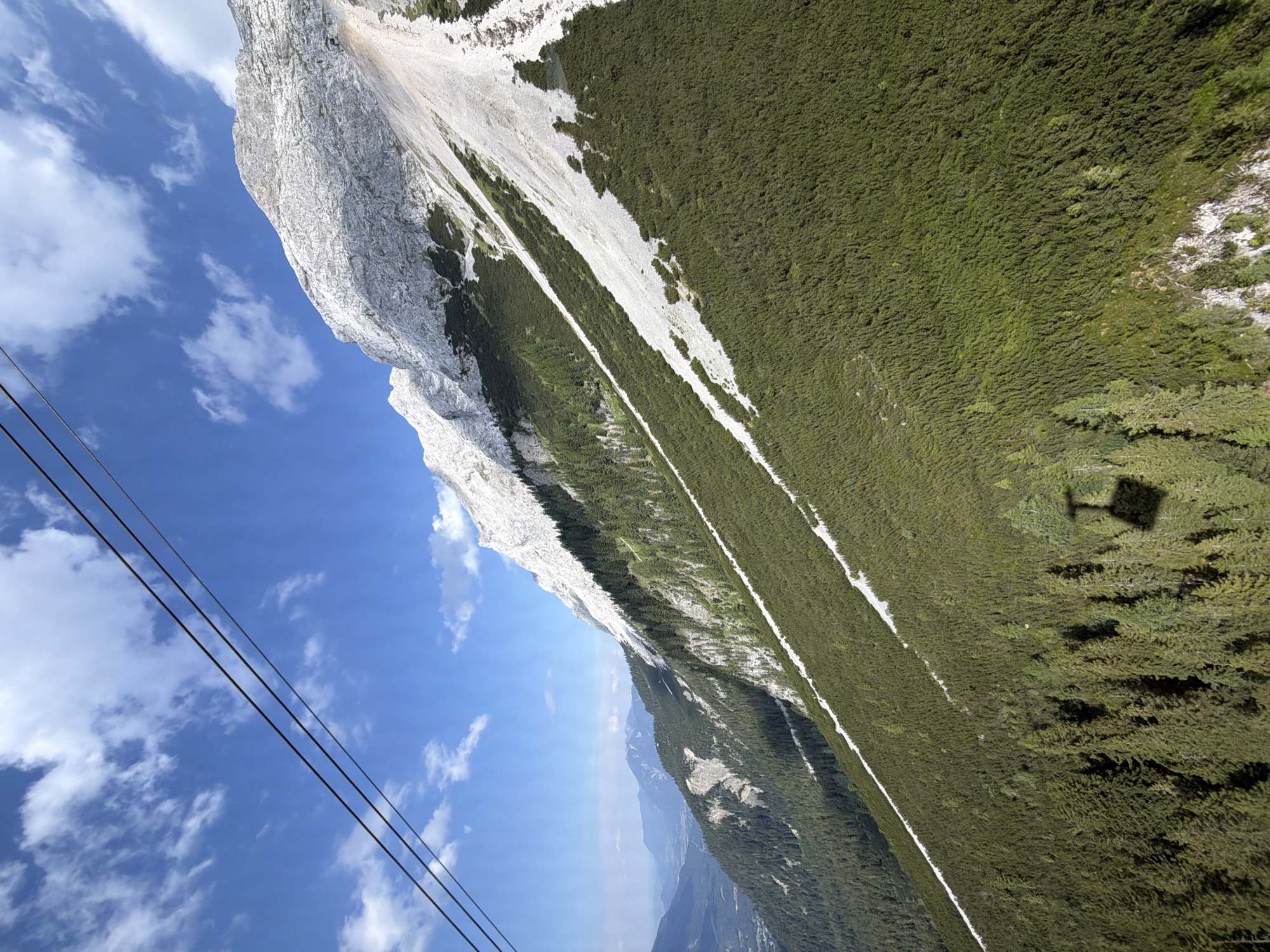 Cable car views over Zugspitze's rocky alpine landscape, Grainau