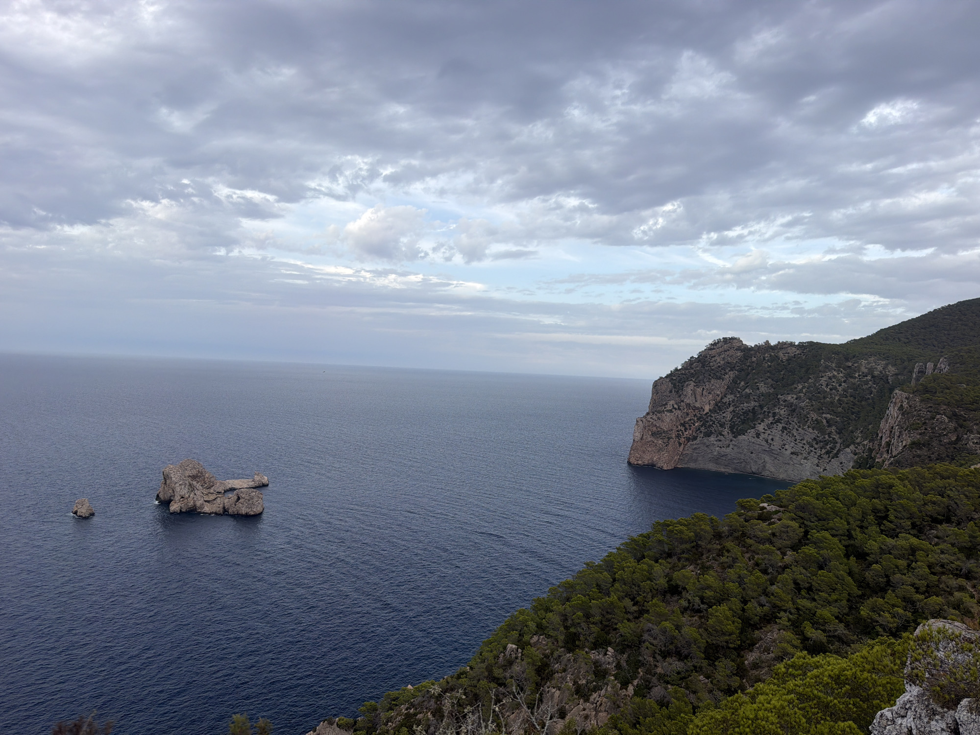 Cliff-edge views along the rocky coast of Sant Antoni, Ibiza
