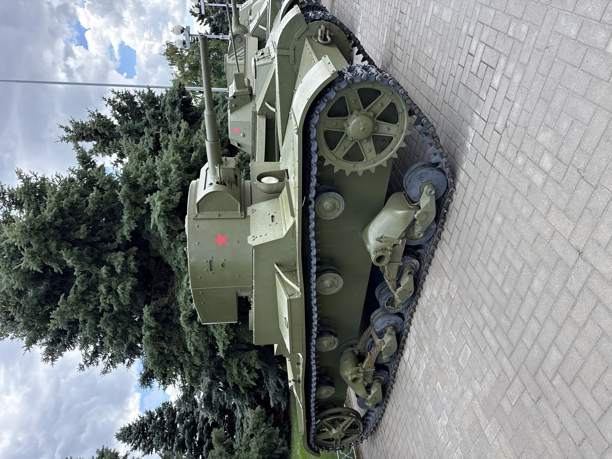 WWII memorial park in Volgograd shows tanks, monuments, and ruins