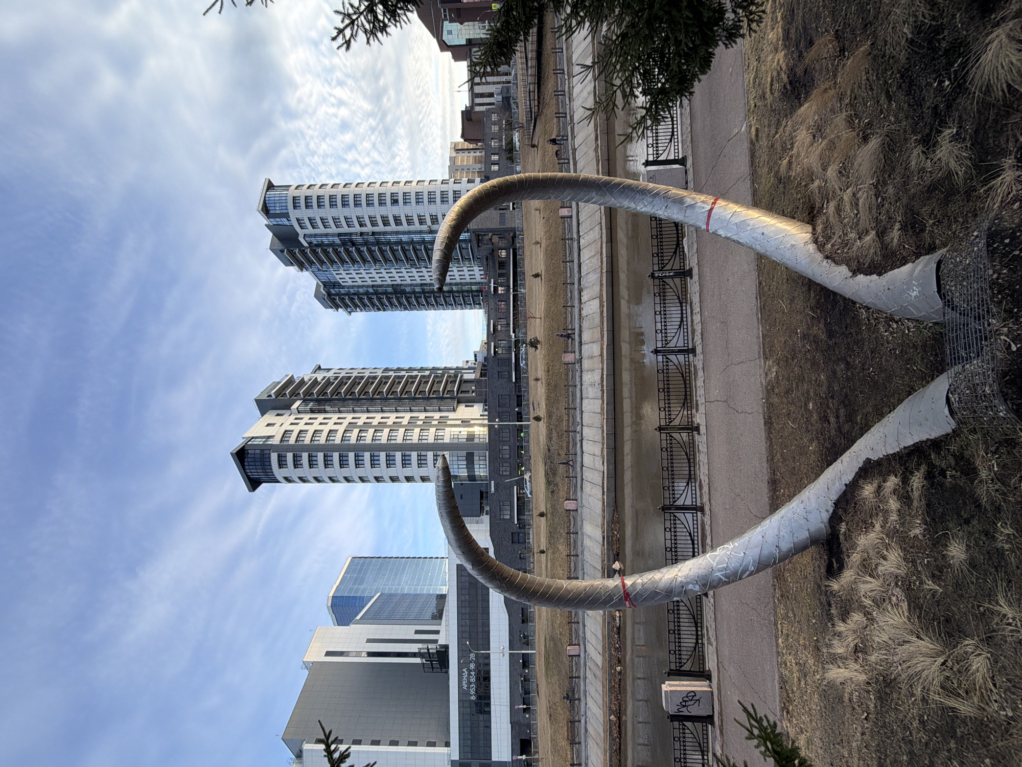 Mammoth tusk sculpture observed riverside in Krasnoyarsk, Russia