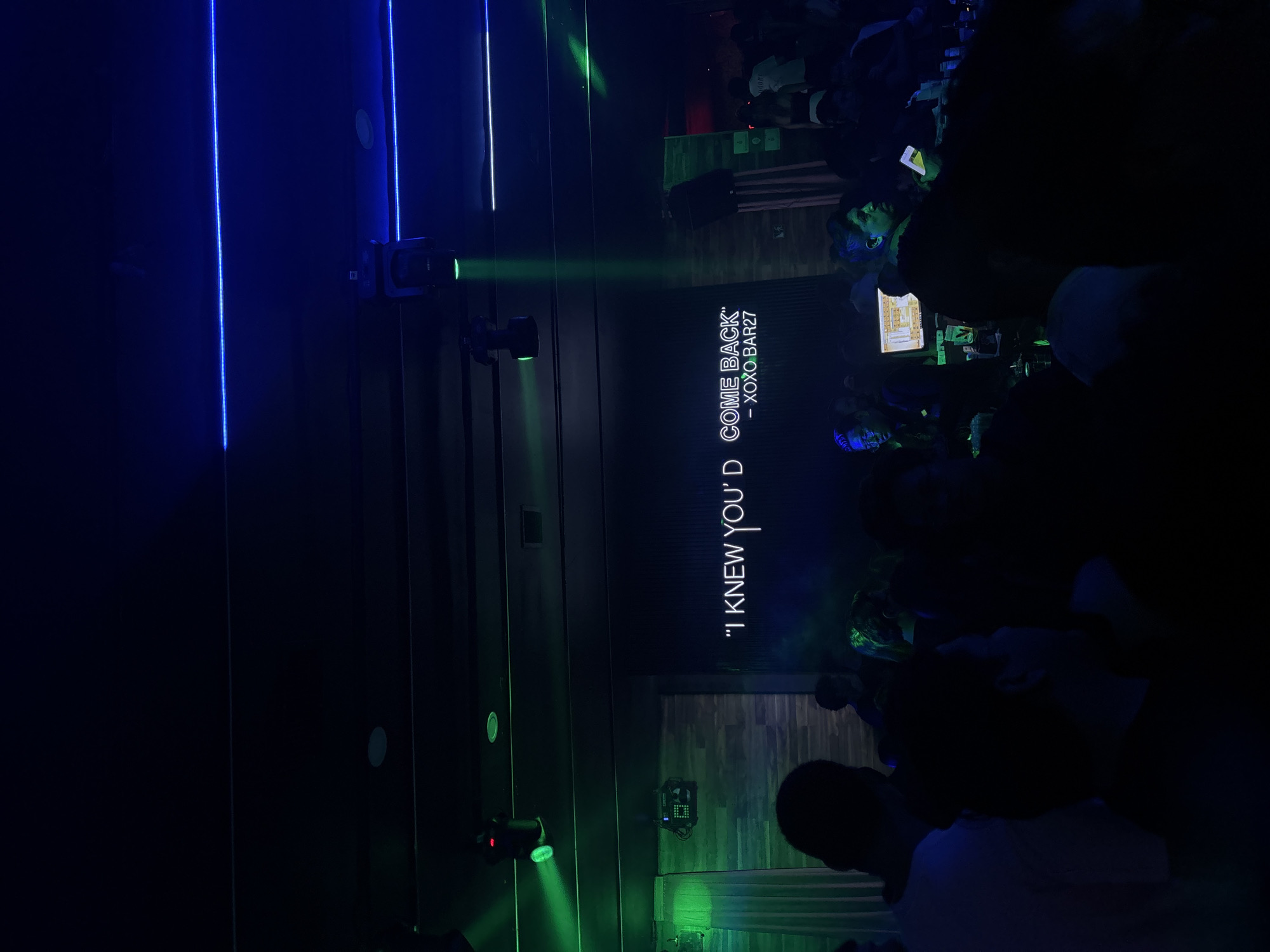 Entertainment venue captured with festive lighting in Puebla