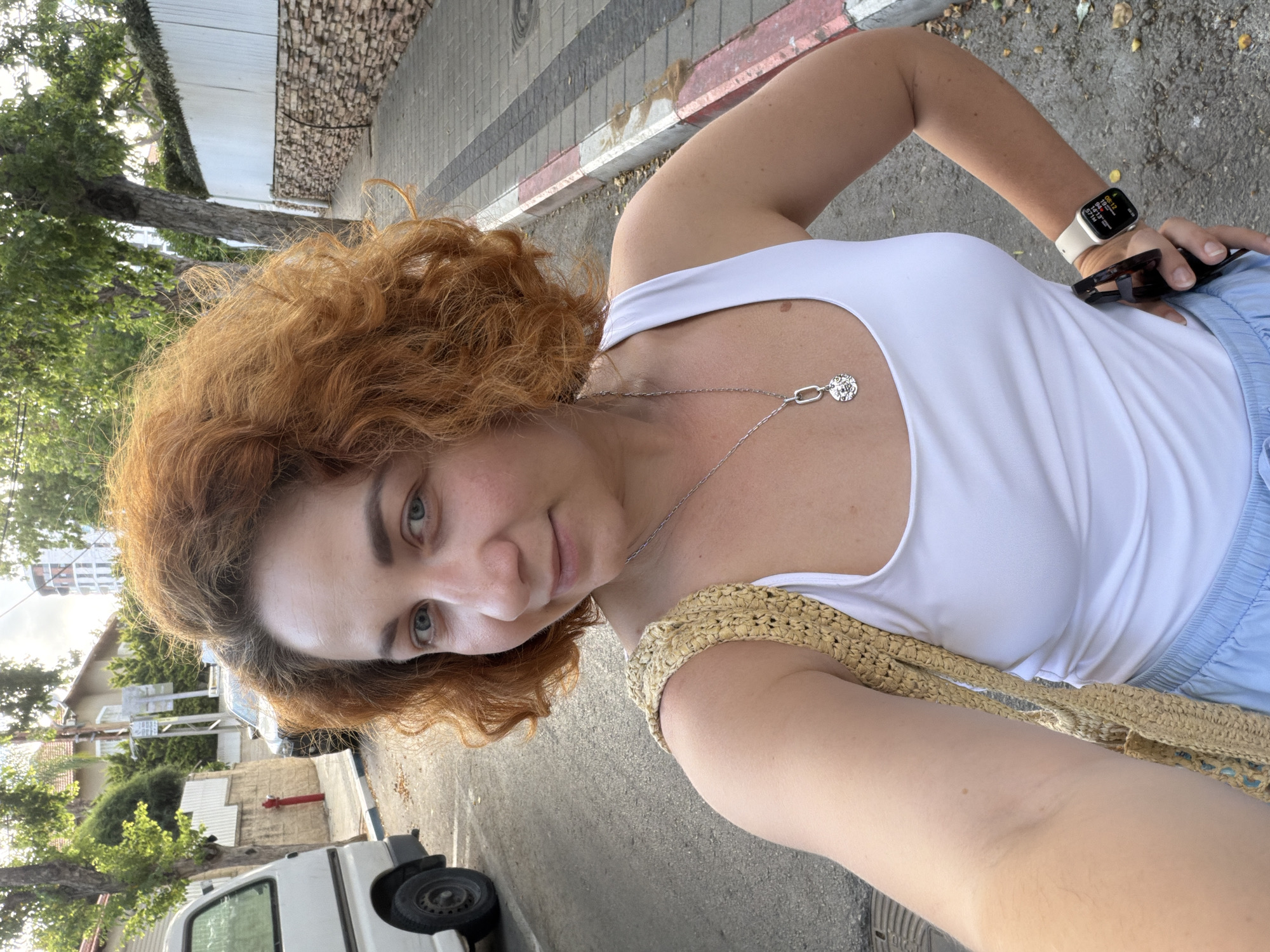 Morning selfies and blooming trees documented in Bat Yam
