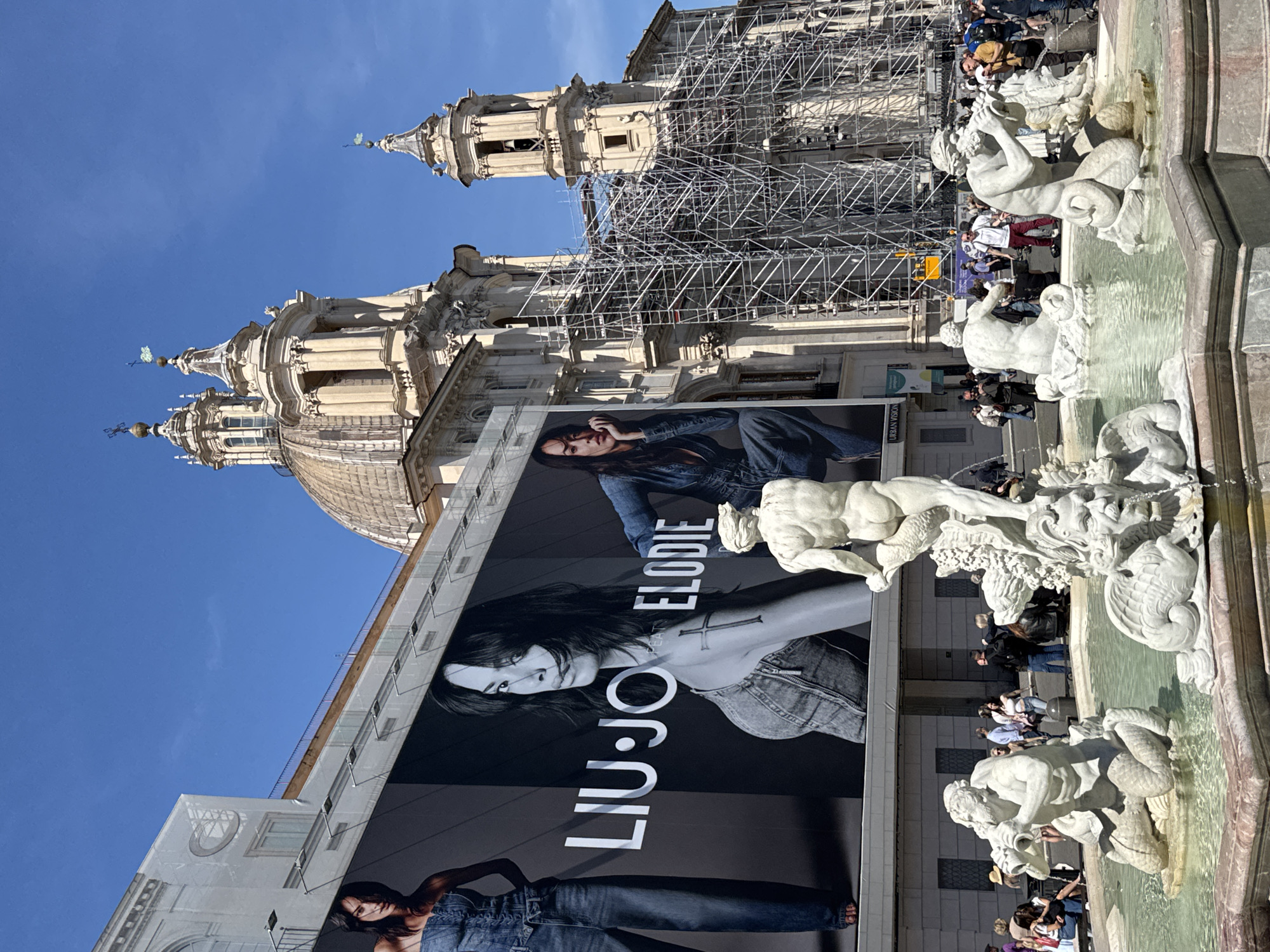 Liu Jo-Elodie collaboration advertisement spotted on Rome building facade