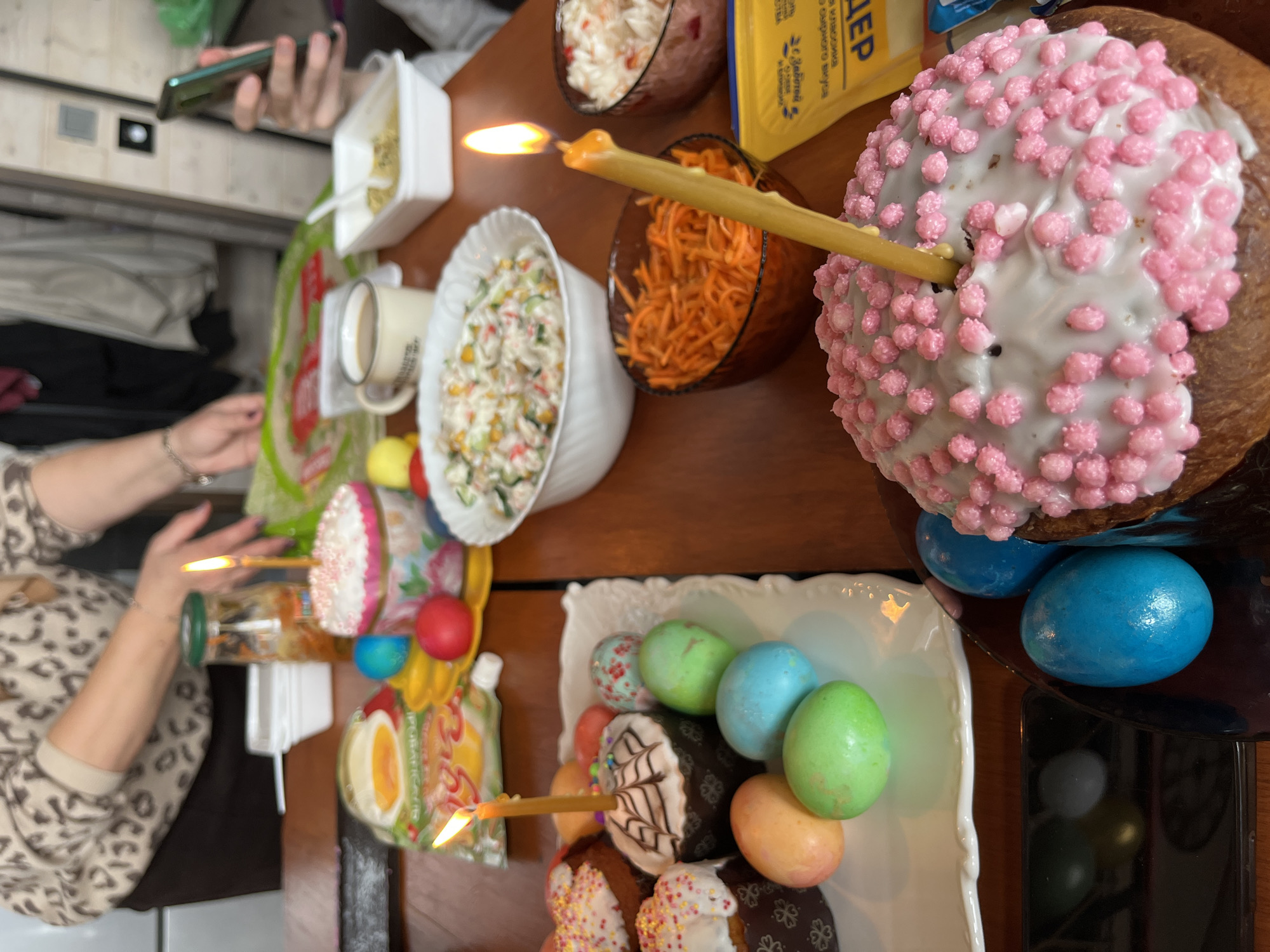 Easter celebration with traditional cakes observed in rural Russia