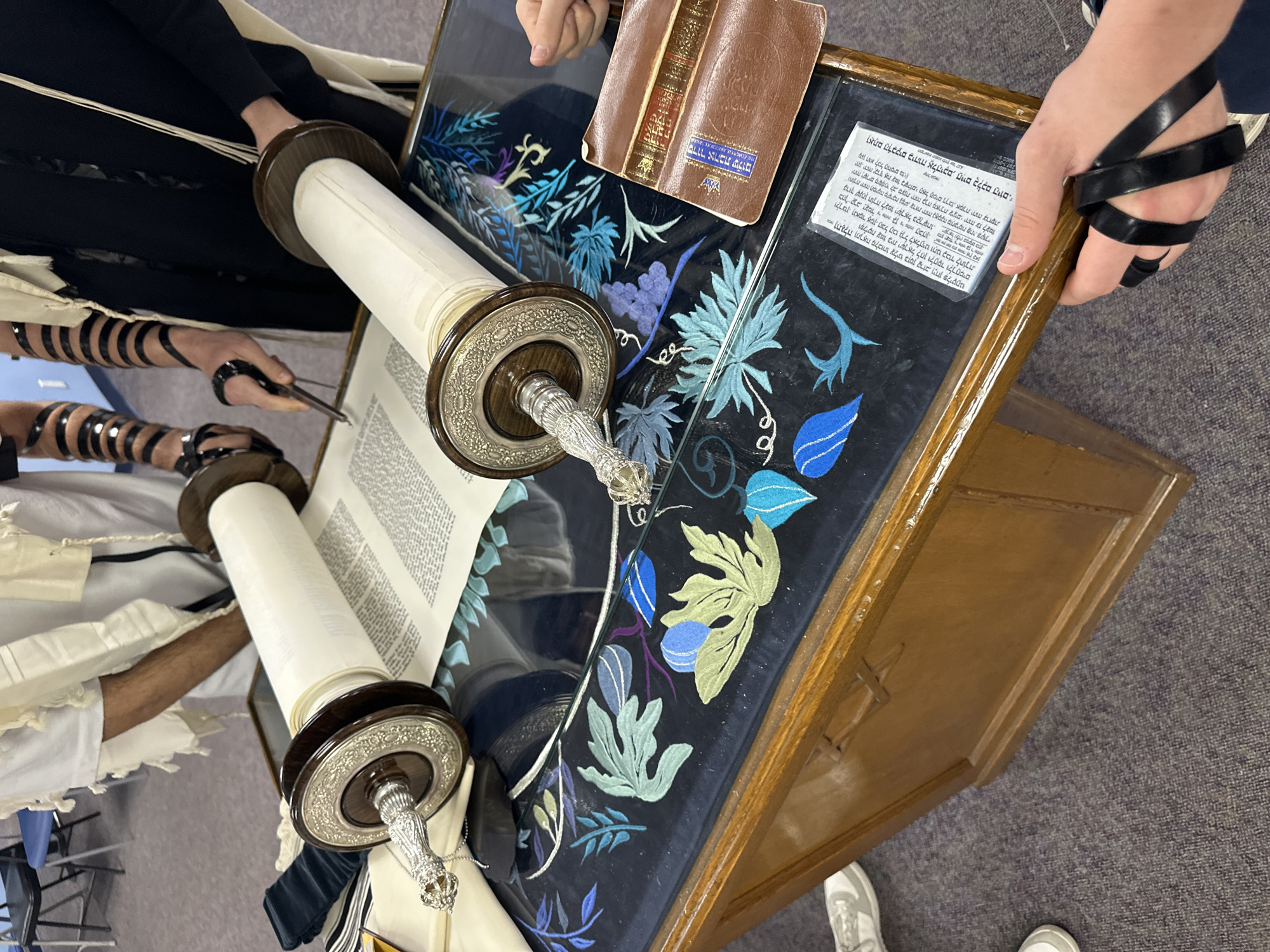 Jewish religious service with Torah reading held in New York