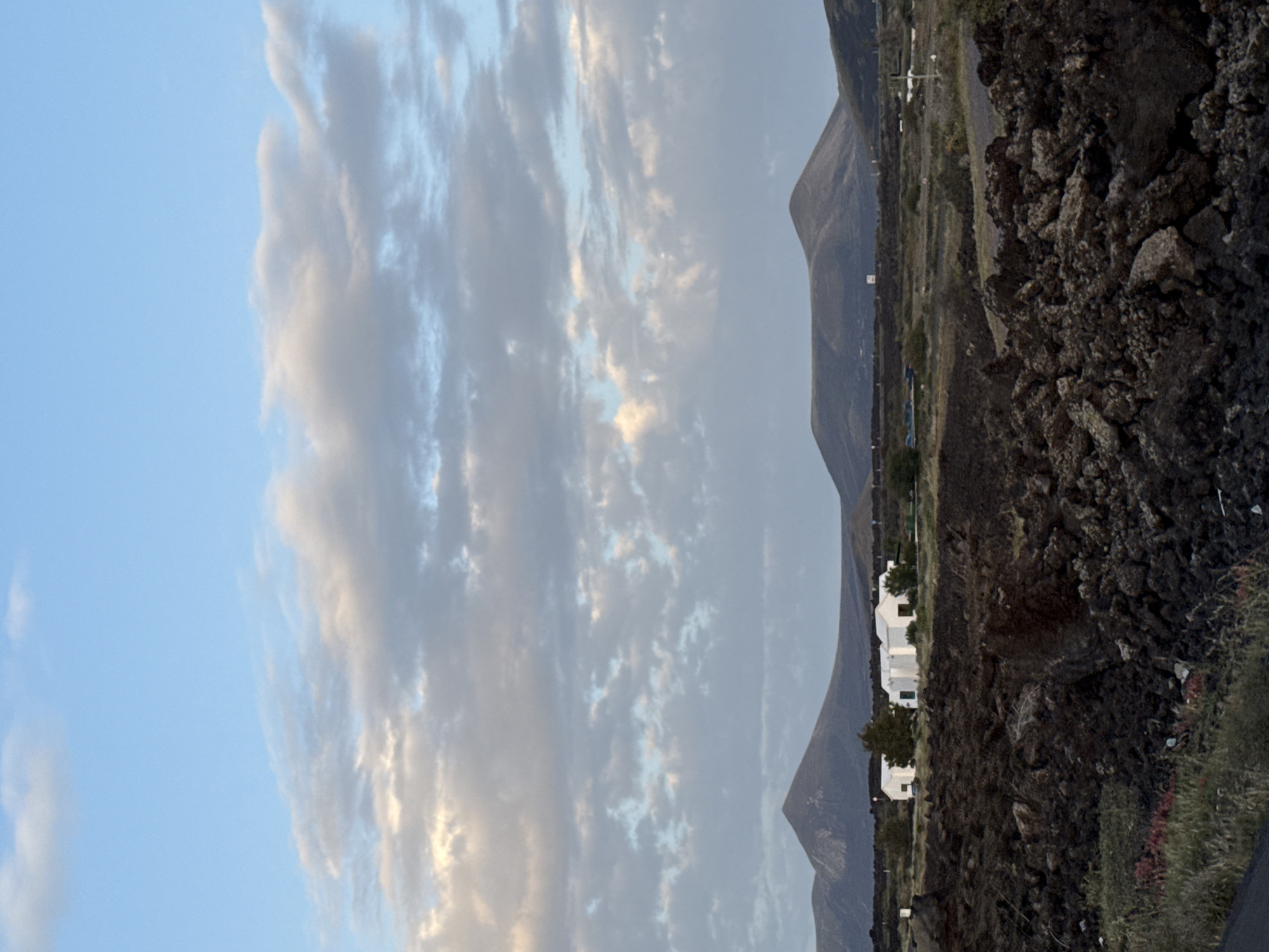 Cloudy landscape documented in Yaiza, Spain