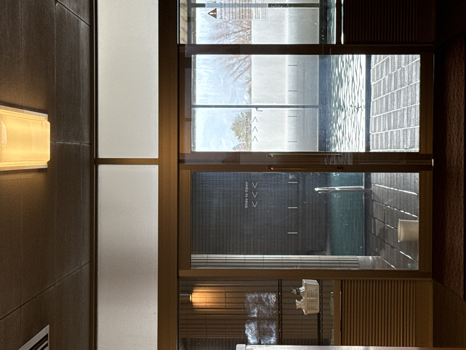 Interior lighting and window view documented in Nagano residence