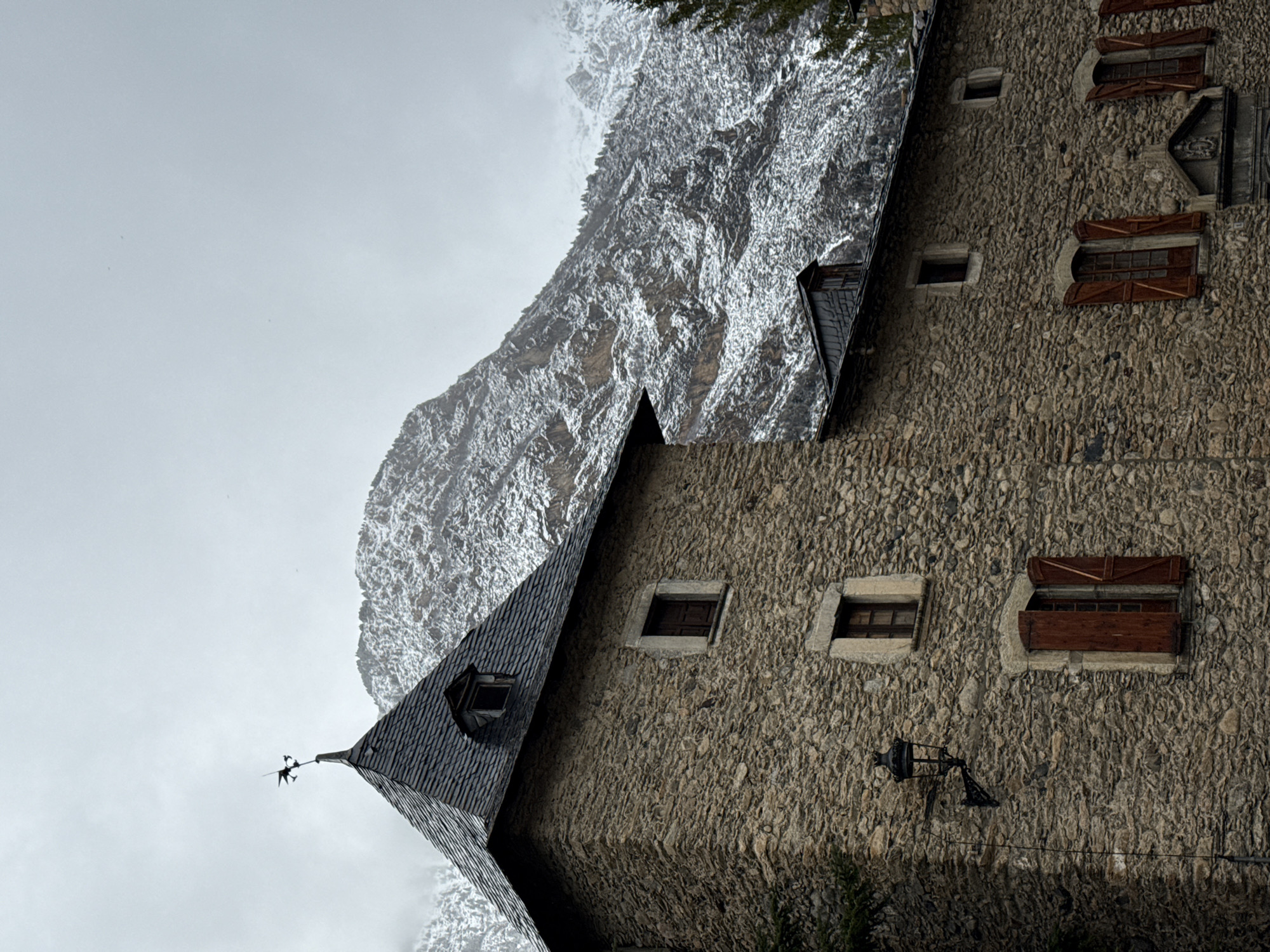 Traditional stone building photographed in Benasque, Spain