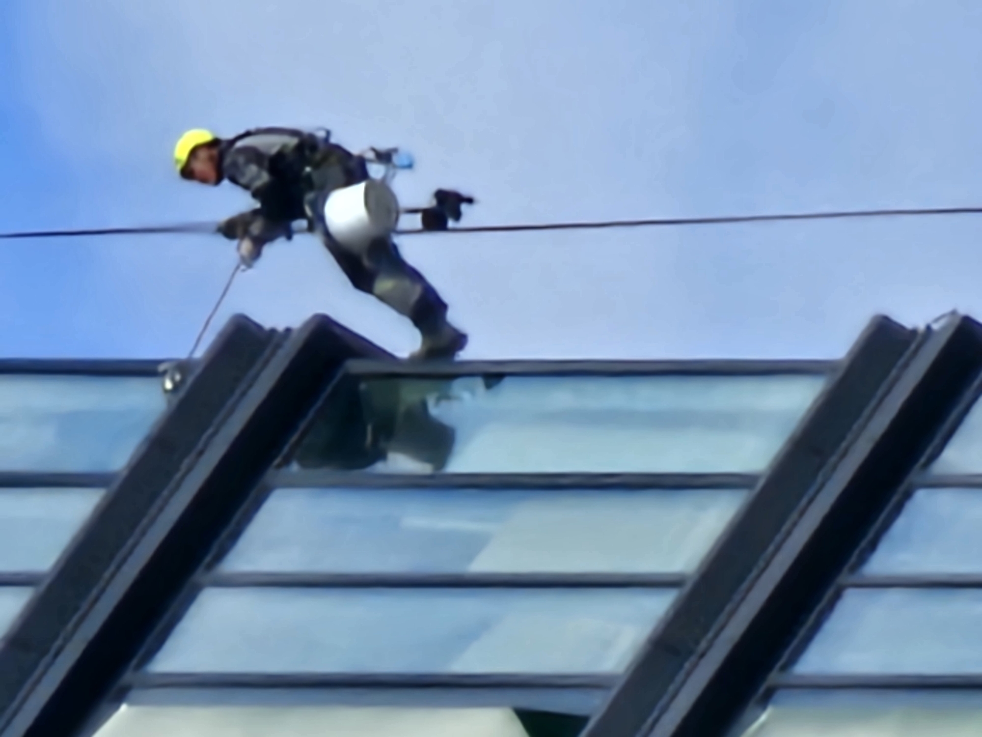 High-rise maintenance crews at work across Moscow buildings