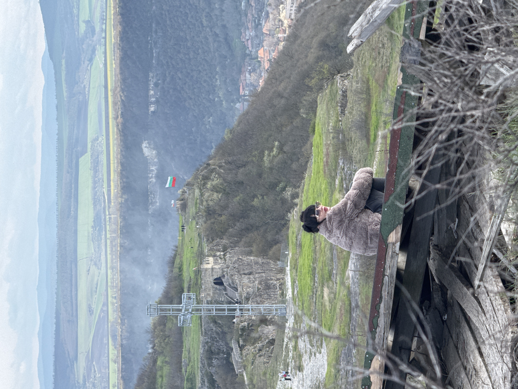Tourist visits Ovech Fortress near Provadia, captures portraits and landscapes