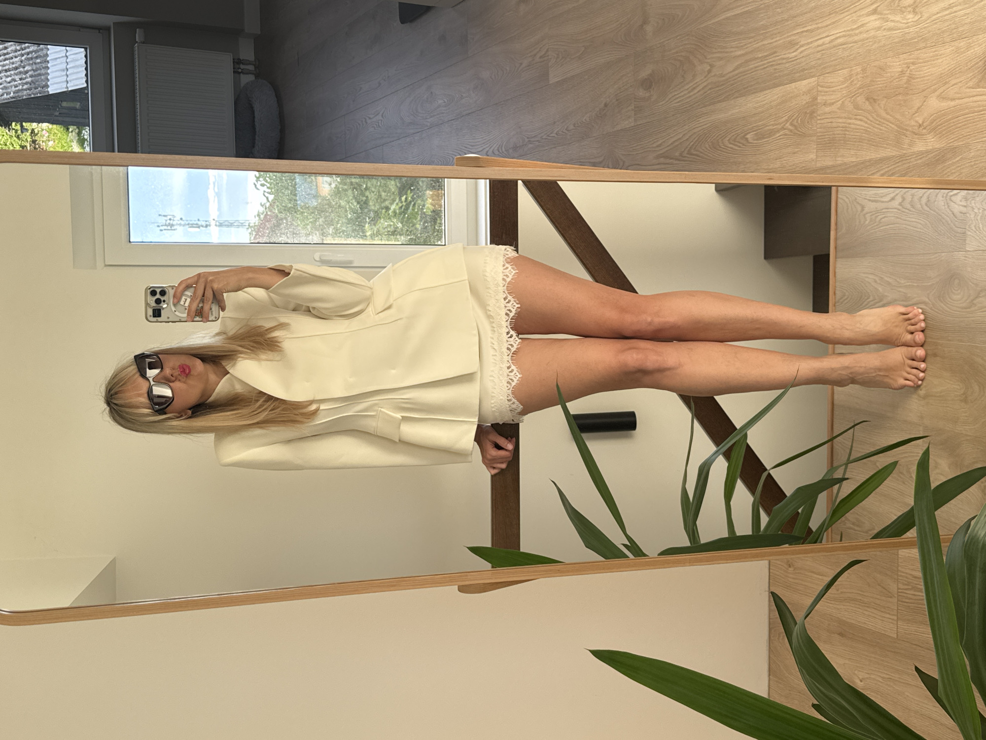 Mirror selfie outfit session at a home in Carnikava