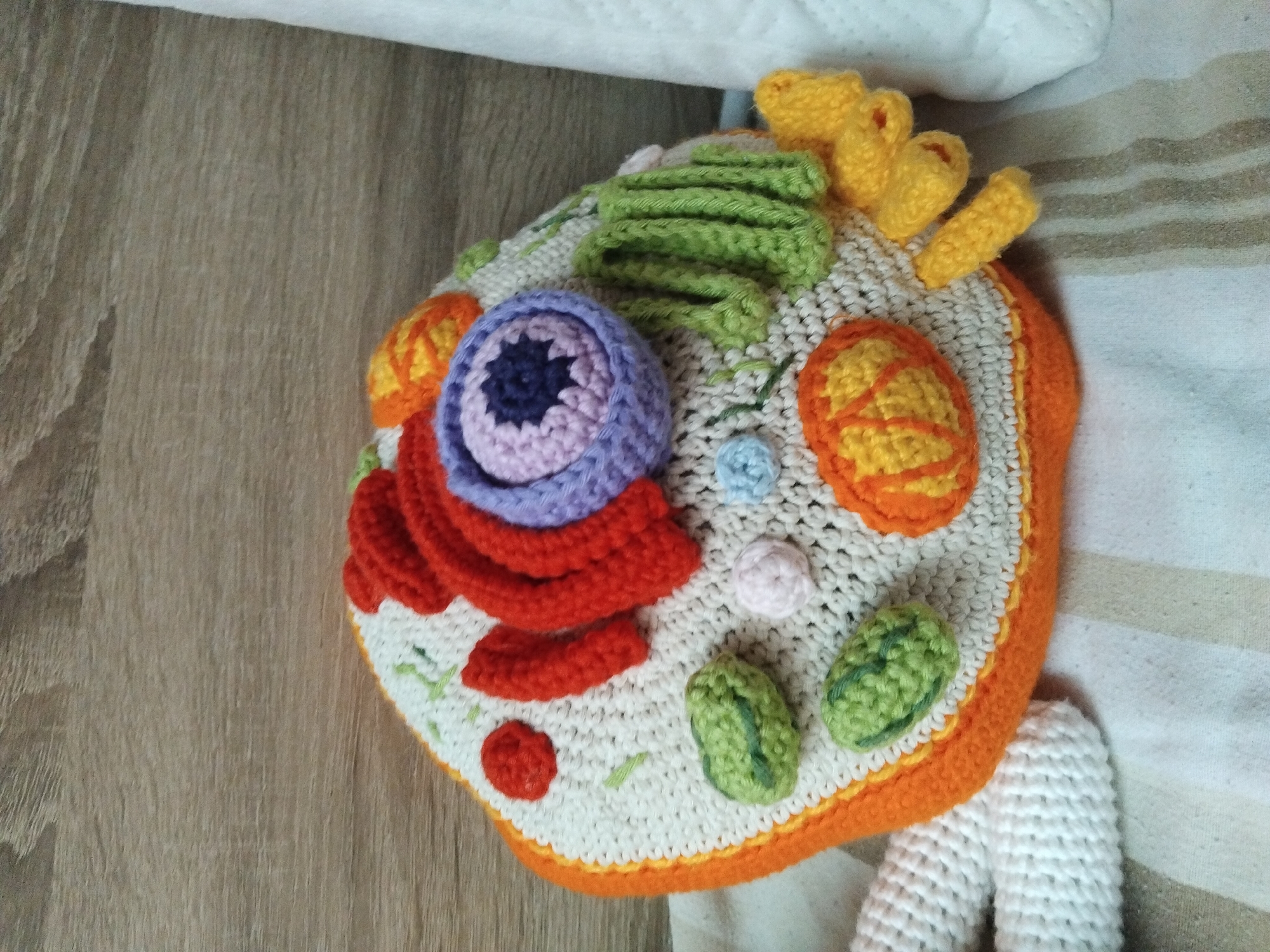 Crocheted animal cell model spotted in Nova Zagora Bulgaria