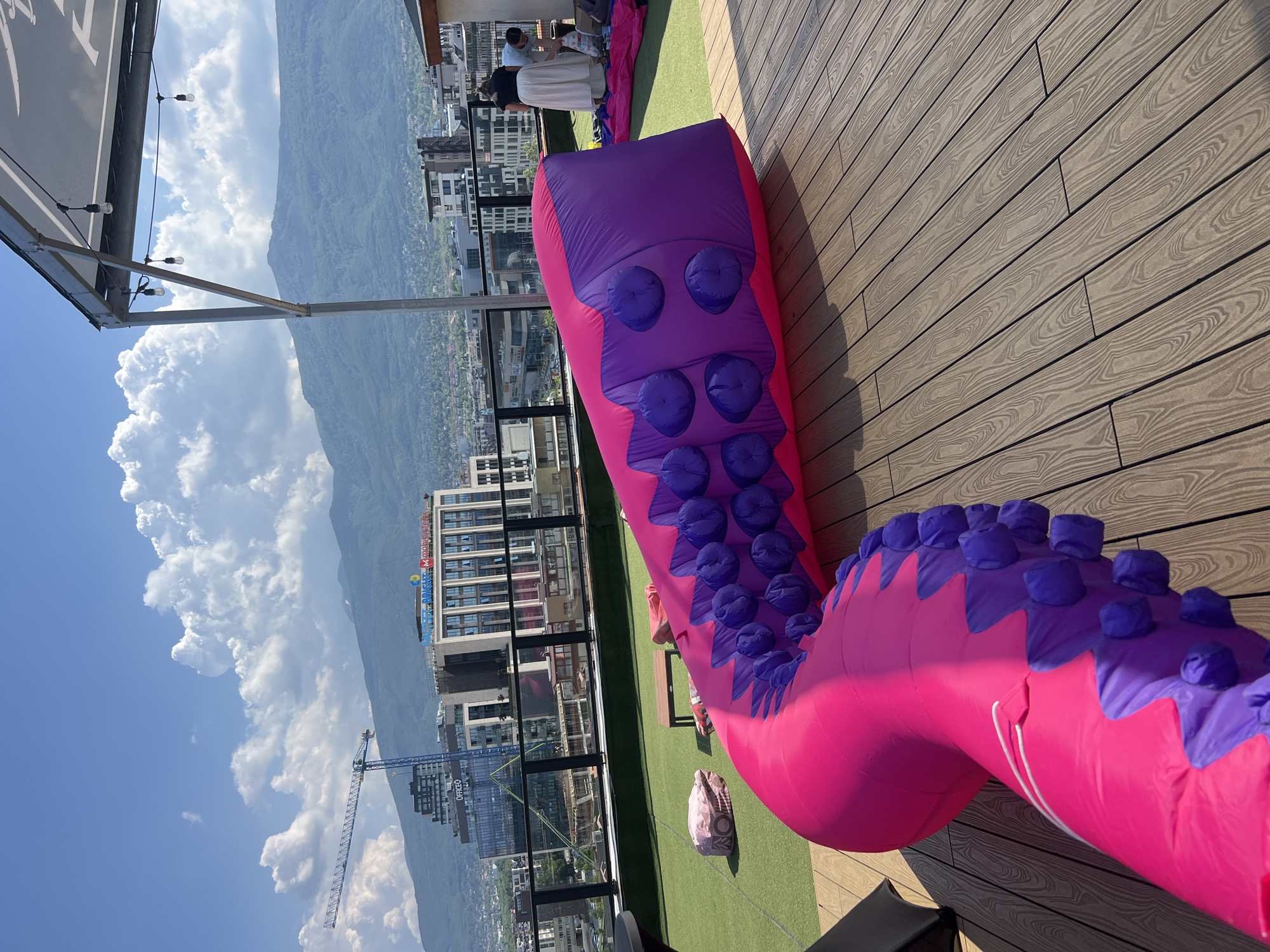 Giant Pink Inflatable Tentacle Spotted on Sofia Rooftop