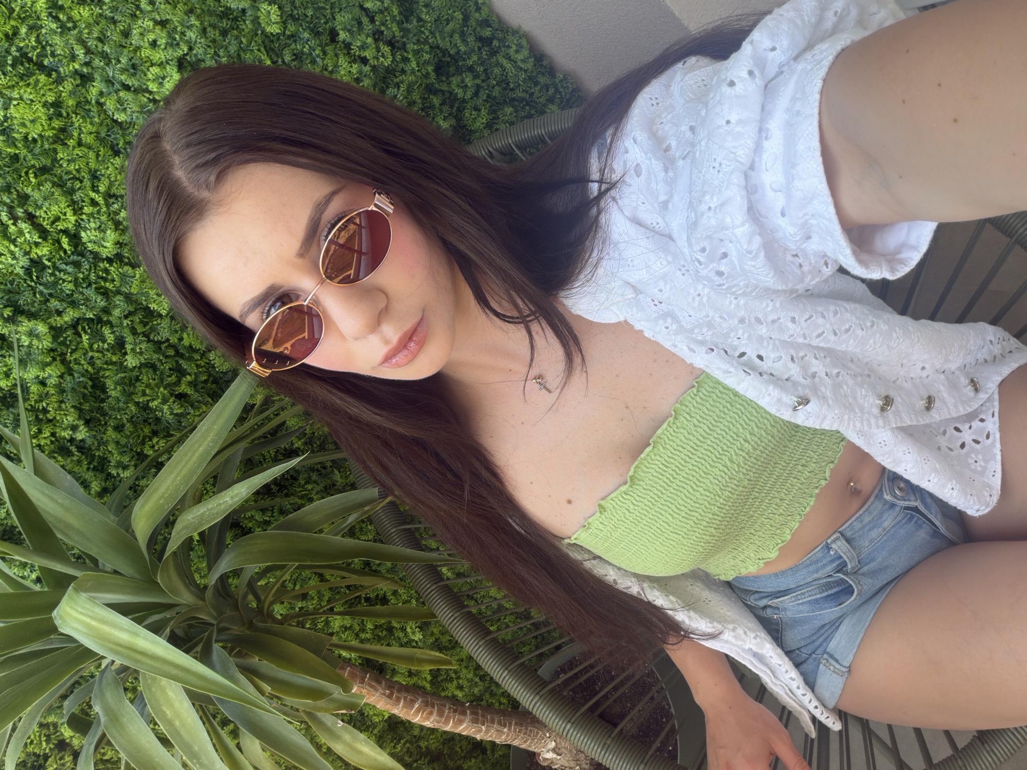 Woman photographed outdoors with yucca plant in Plovdiv