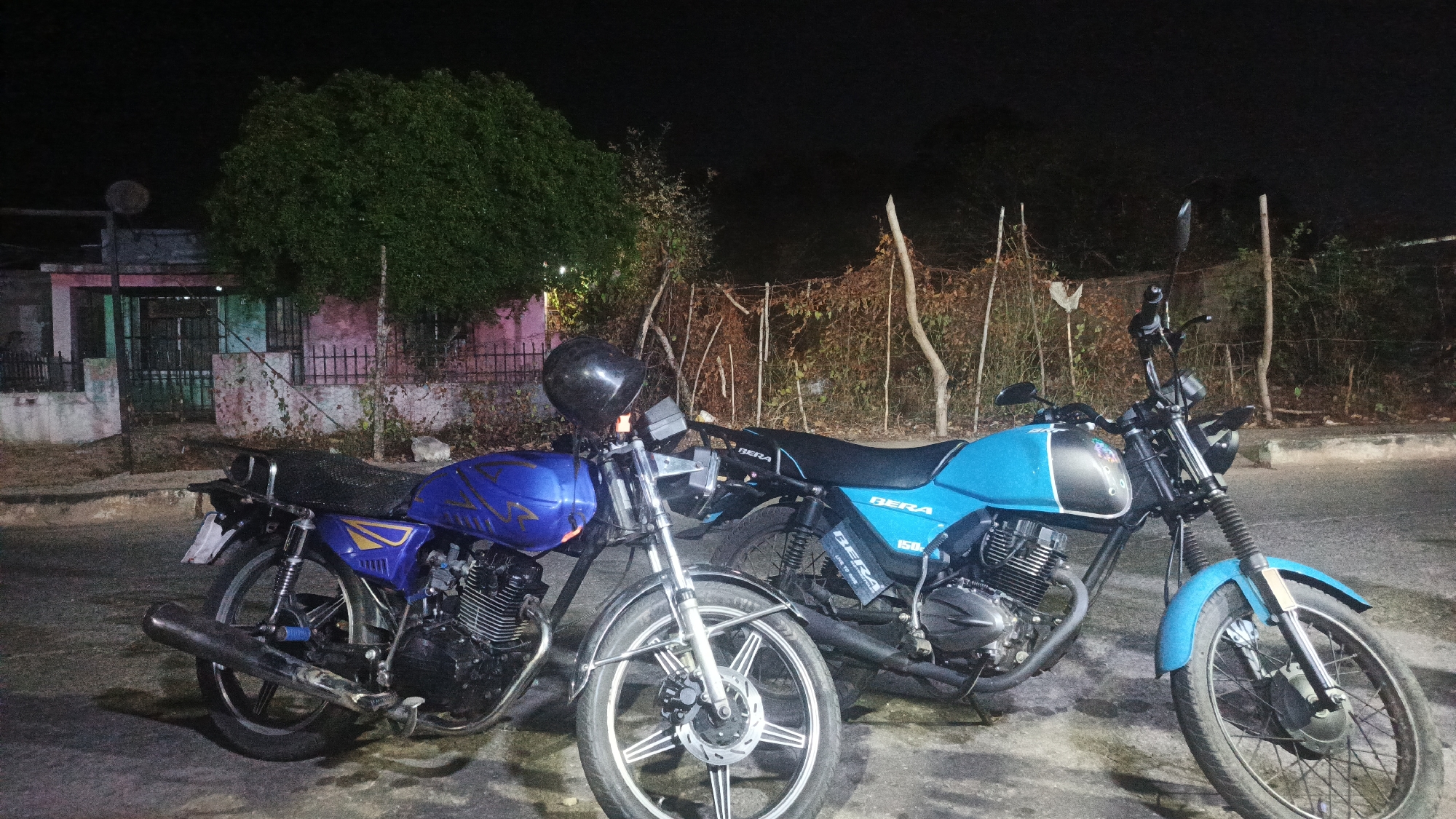 Motorcycles parked overnight in La Tagua, Venezuela