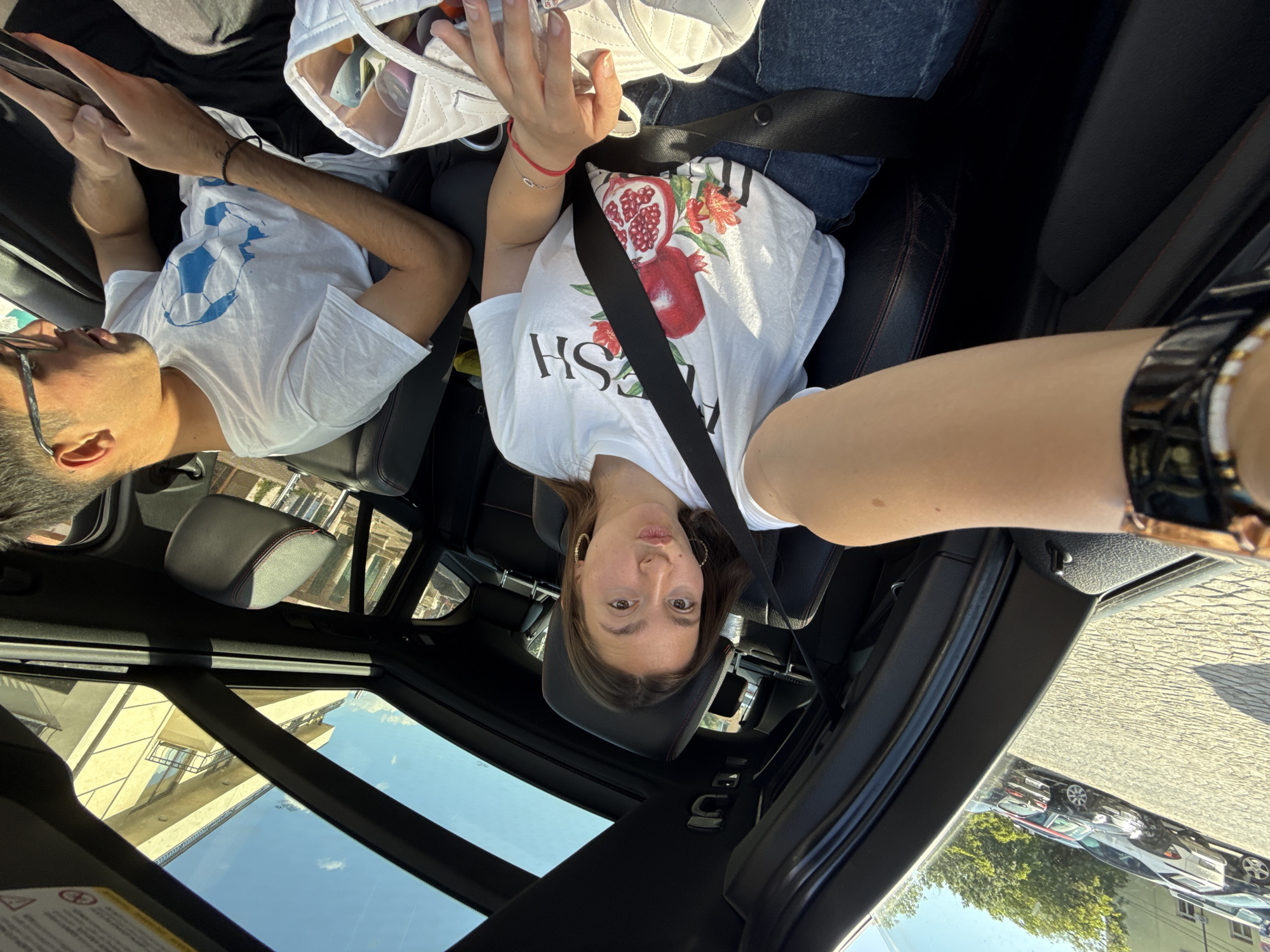 Car selfie session in Sofia, multiple angles, sunny afternoon