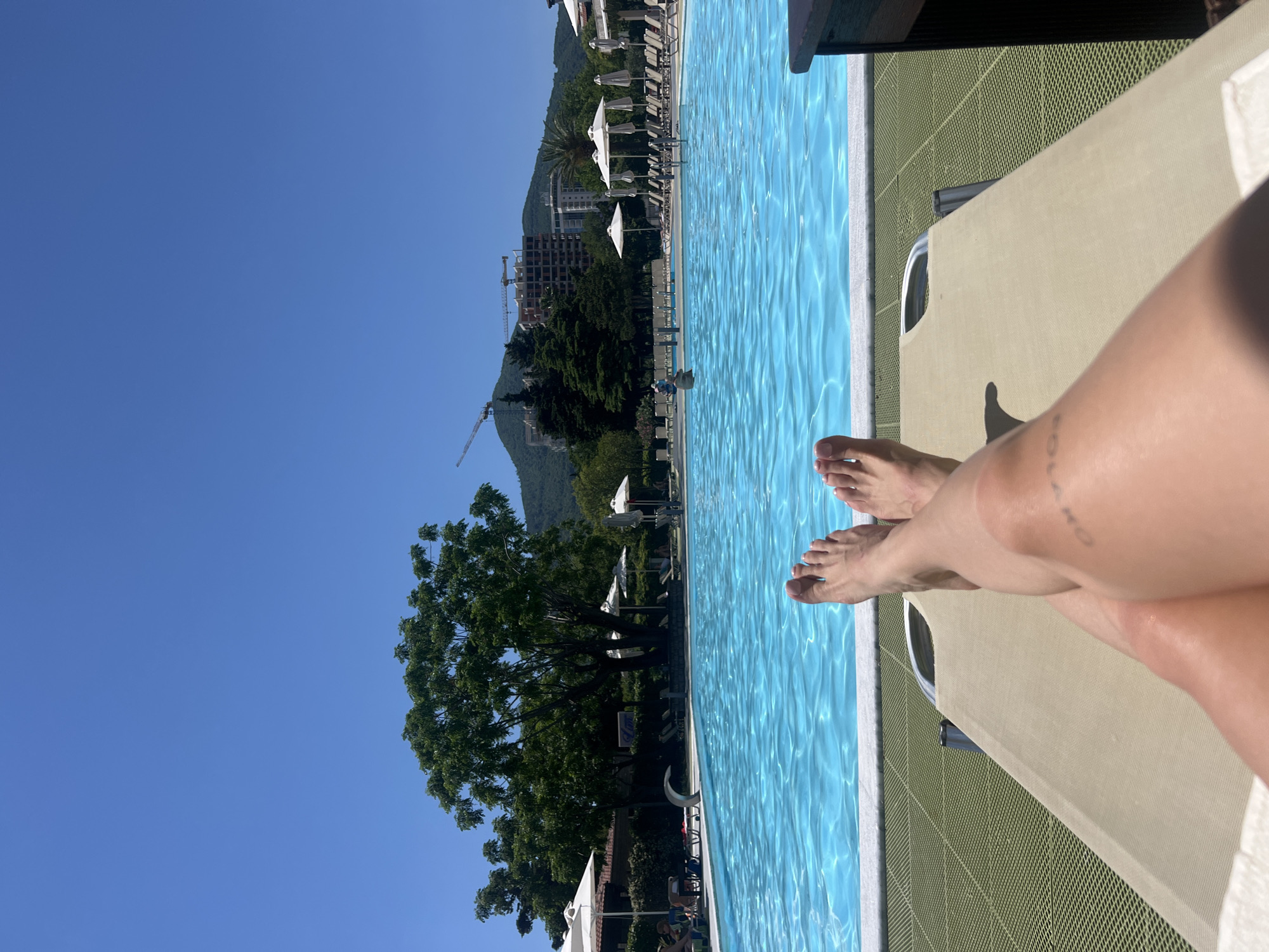 Budva resident documents car wash, poolside relaxation during morning routine