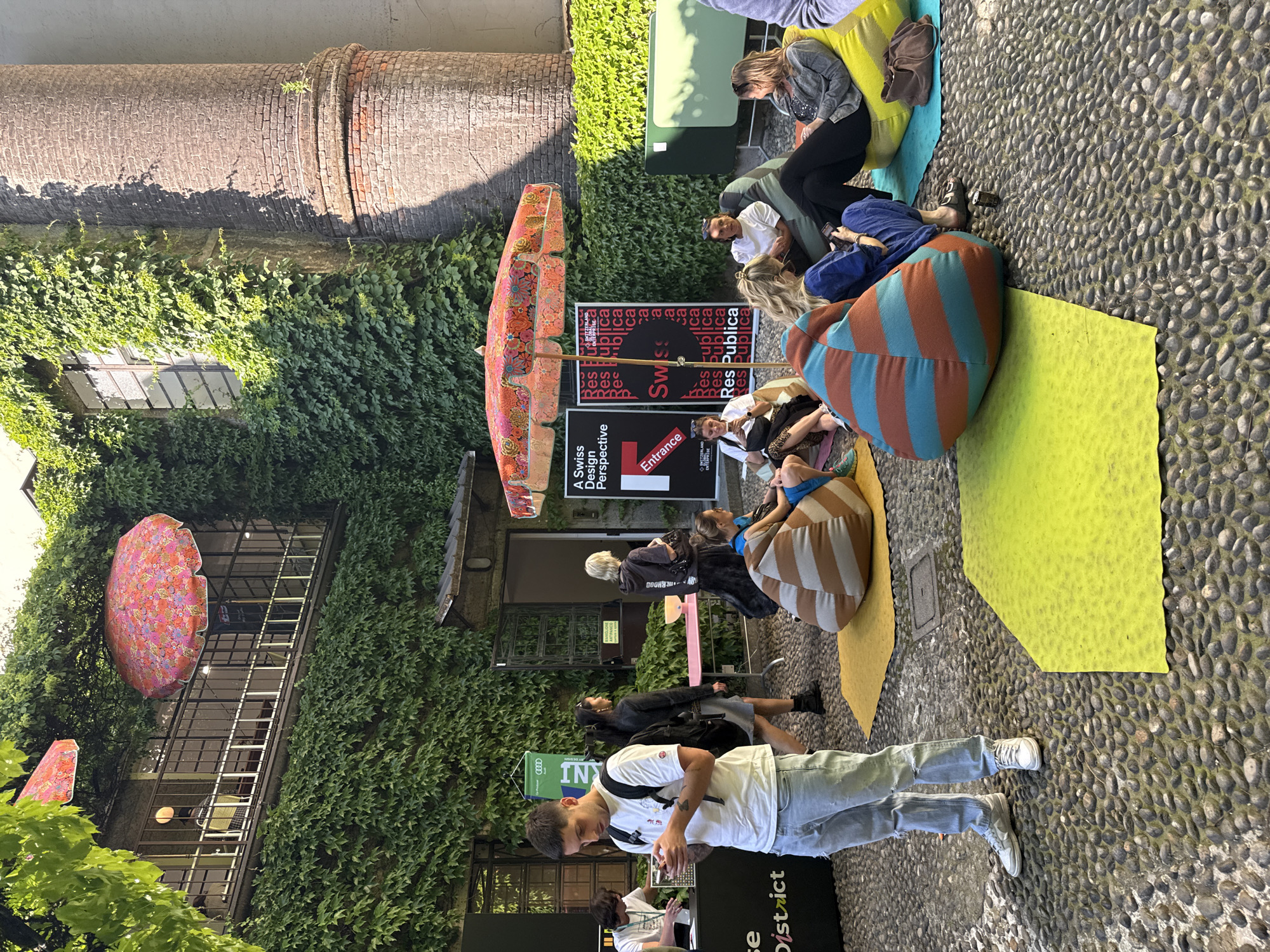 Swiss design exhibition draws crowds to Milan courtyard
